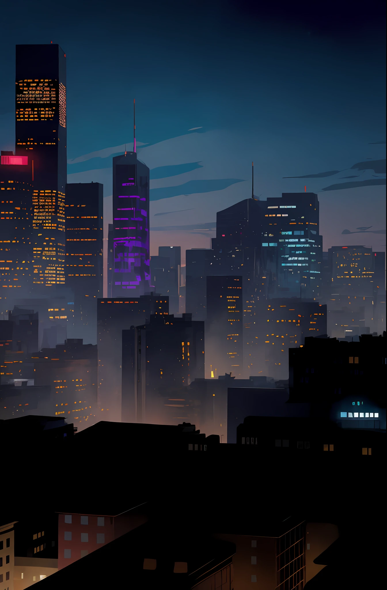 Night view of the city with skyscrapers and bright red lights, night cityscape, hd anime cityscape, Beautiful cityscape, anime style cityscape, cinematic neon matte painting, night - time city background, night city on the background, City in the background, view over city, inspired by Liam Wong, City Night, busy cityscape, cyberpunk city landscape, urban backdrop, City at night, city twilight landscape