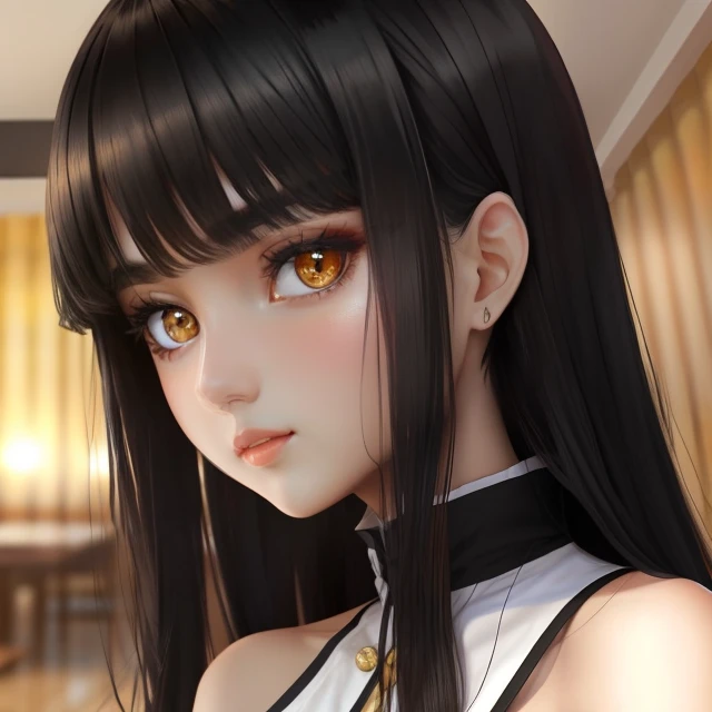 Black-haired golden eyes,girl with,Sauce order,Patsun