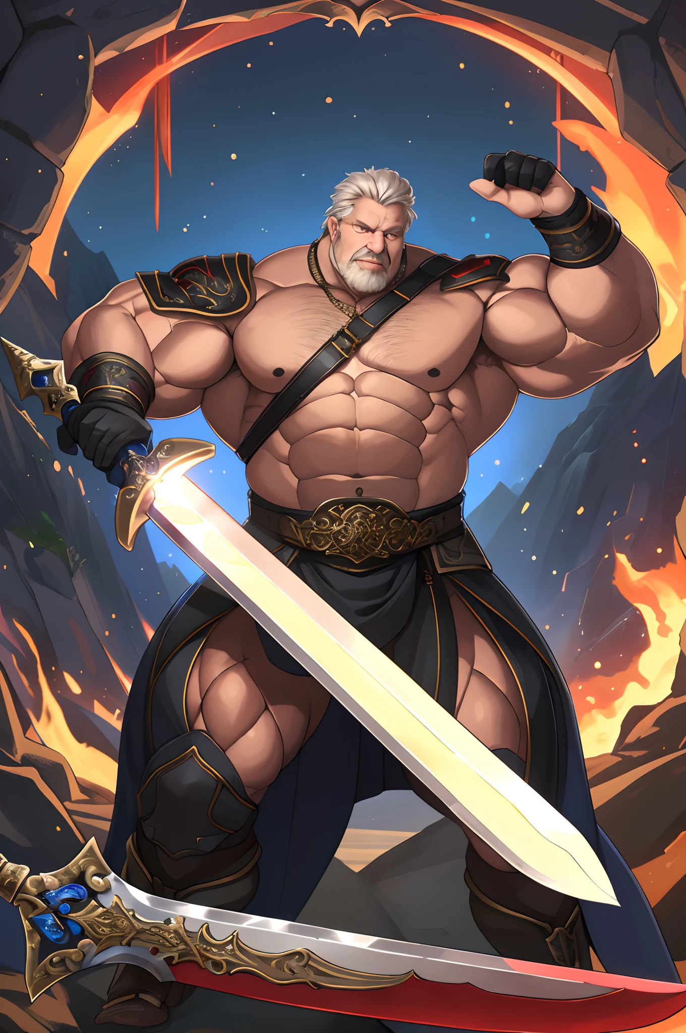 a sword with a red blade, an evil sword, sword design, huge sword, large sword, big sword, huge oversized sword, with large sword, holds a black sword, jagged sword, giant sword, long sword, swords drawn, black and red fantasy sword, fantasy sword, sword, shinning sword, black iron sword, muscular old man