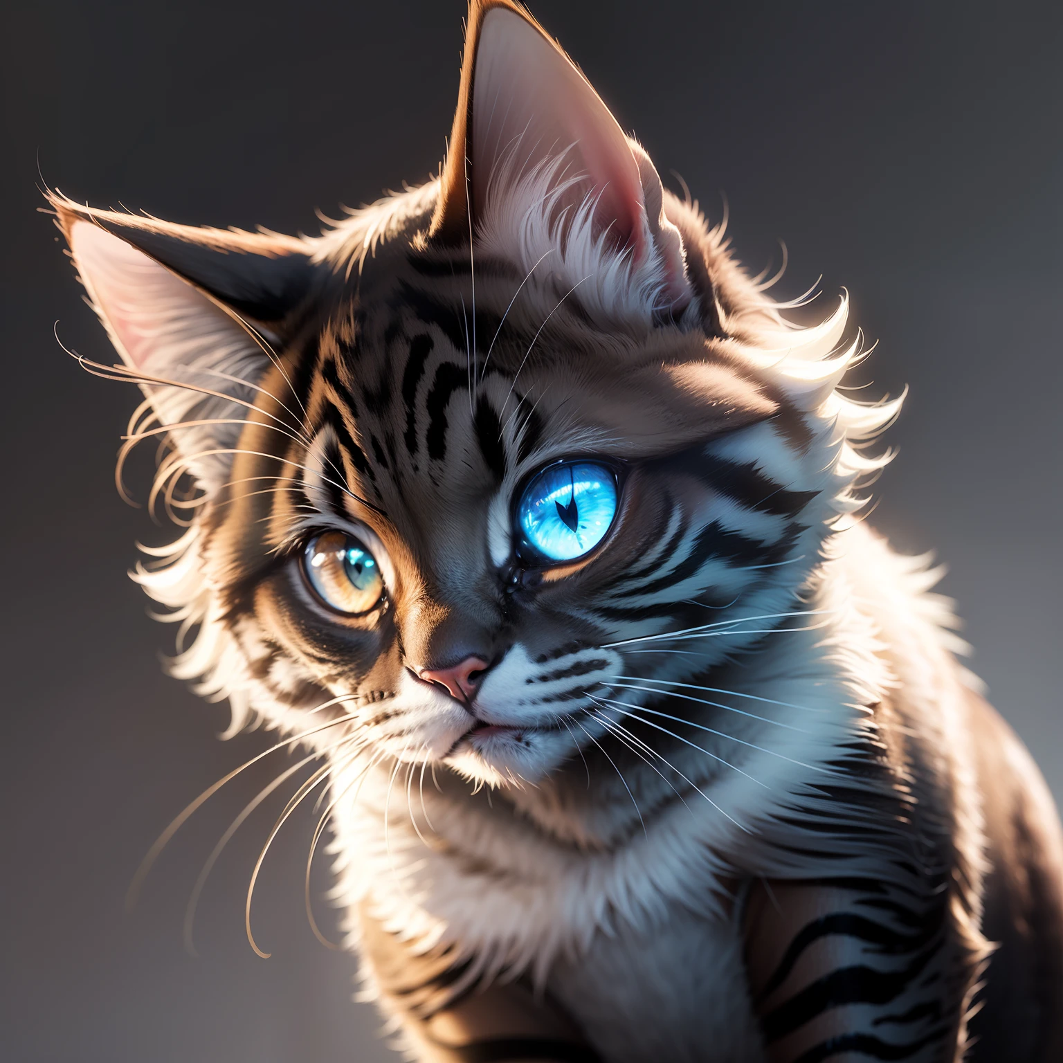 Cat,neon sketch,white background,shining eyes