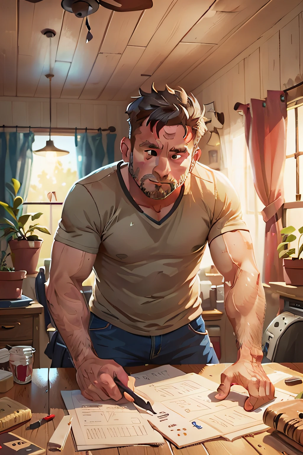 a 35 year old dad working hard, fixing the house