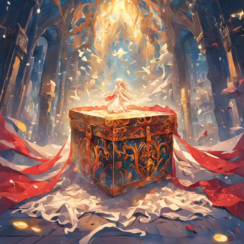 "Unveiling the magic box covered in mystery, mesmerizing illustration, intricate vector art, the anticipation of revealing what lies beneath the privacy cloth, magic in the air, artistic paint strokes, the hidden secret waiting to be discovered, safely kept under the rug, protection and intrigue."