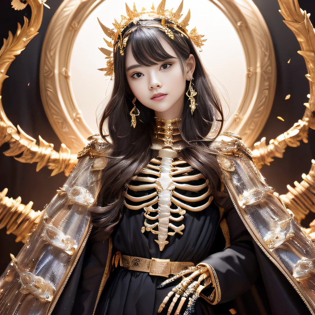 skelleton,Wear gold-framed reflective sunglasses,32K(tmasterpiece,k hd,hyper HD,32K)Light orange flowing hair,The Silver Skull Jewelry District of the Canyon,Green Skull King ,Skeleton protector (The skeleton is realistic:1.4),Skull pattern robe,Silver skull headdress,Petals flutter,The background of autumn is pure,Hold your head high,Be proud,The nostrils look at people, A high resolution, the detail, RAW photogr, Sharp Re, Nikon D850 Film Stock Photo by Jefferies Lee 4 Kodak Portra 400 Camera F1.6 shots, Rich colors, ultra-realistic vivid textures, Dramatic lighting, Unreal Engine Art Station Trend, cinestir 800,Hold your head high,Be proud,The nostrils look at people,Tsundere,Petals flutter,Petals flutter,Sprinkle with gold dust,Fluttering,Impeccable,( reasonable design, Clear lines, High sharpness,Best quality, Very detailed skeleton, The skeleton of a masterpiece, offcial art, movie light effect, 4K skeleton(((Wear gold-framed reflective sunglasses)))