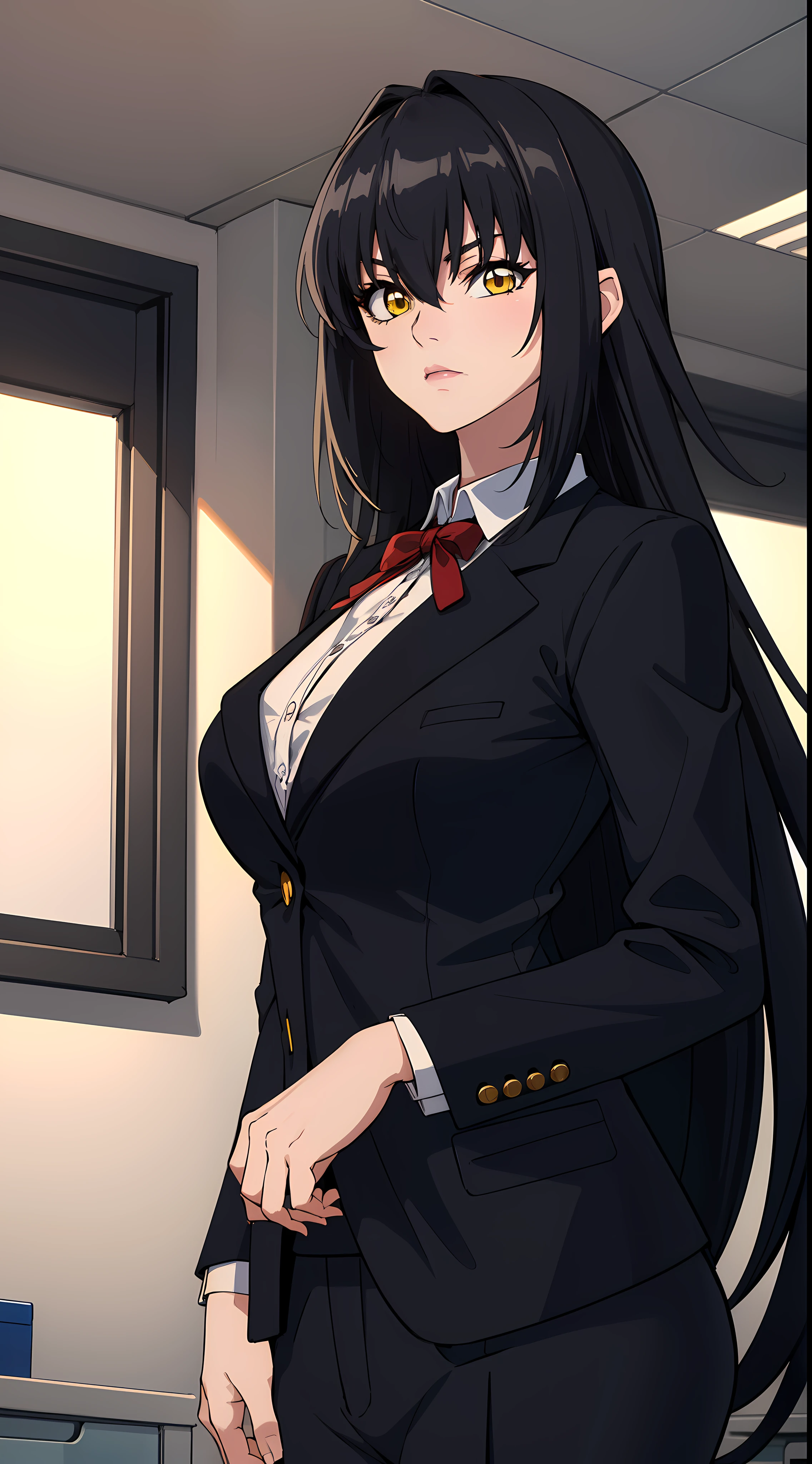 High resolution、masterpiece、1 girl, Jabami Yumeko,hmjy1 long black hair,red eyes,blush,sexy body,((uniform, red jacket)), Red blazer with black trim on cuffs and collar lining, White button-up dress shirt and black tie, Black and gray plaid miniskirt, black tights, そして茶colorのローファー. , cowboy shot,beautiful体,perfect eyes, perfect face,表情豊かな目のmasterpiece:1.0),(Highest_quality:1.0), かわいい笑face, , beautiful and bright lighting, ,Slender beauty:1.4, slim abs, 引き締まったwaist, (笑face:1.2), slender and long beautiful legs,,超High resolution,4k,super detailed, photograph, 8k, HDR, High resolution, film grain, Lens flare, (lively_color:1.2), (beautiful_face:1.5),(narrow_waist), exquisite visuals, Highest quality,18-year-old、expensive,邪悪な笑face