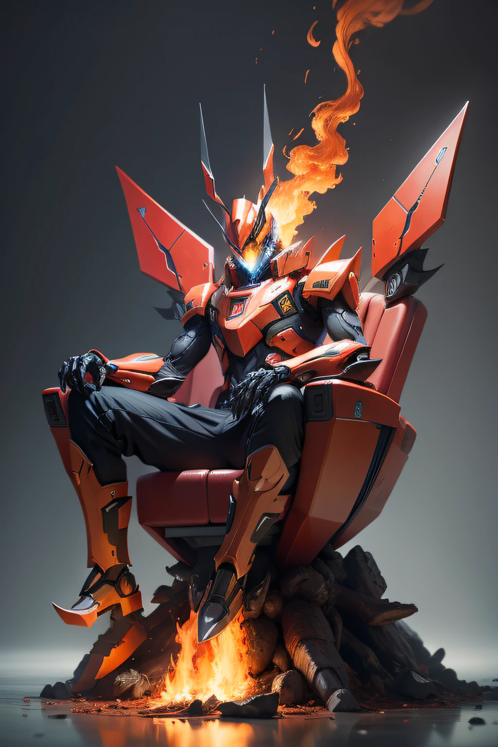 The combination of the giant pincer mantis and the Flame Seat in the form of mecha