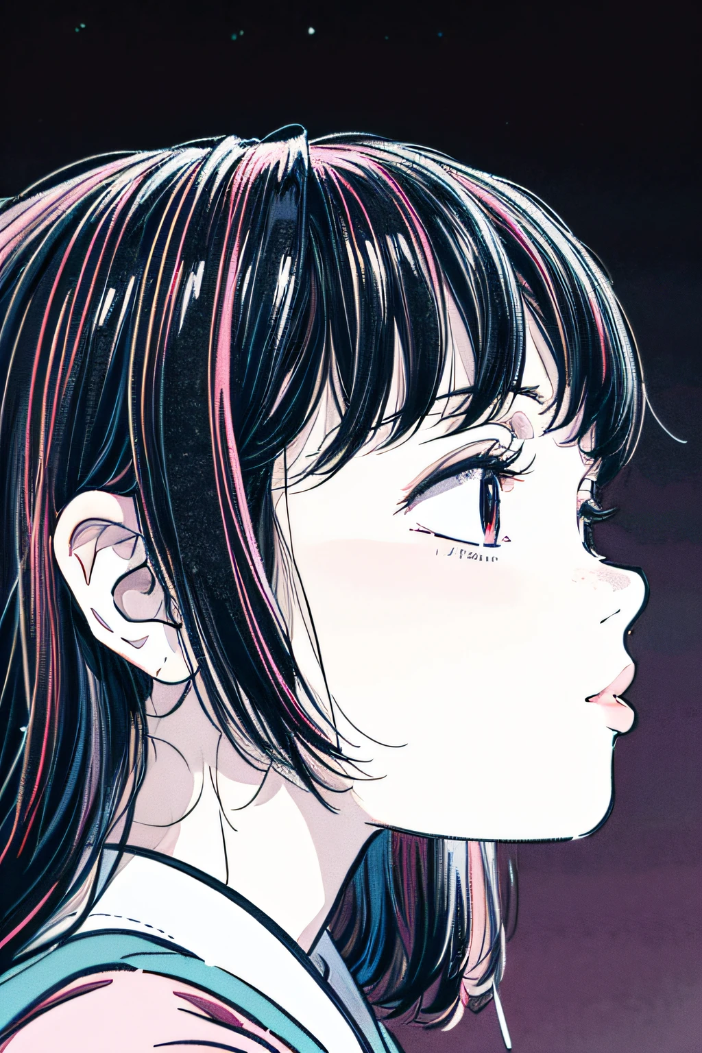 Solo_girl_hi-school girl、japanese hight school uniform,actionpose、cheerfully、Overflowing、ink art、((top-quality、8K、​masterpiece:1.3))、(Clear focus:1.2)、(comic book style),(Pop),(linear art_Anime)、(PastelColors:1.2),((monotone_High Contrast Art:1.2))、flat chest、(the complex background:1.2),(Lola:add more details:1.2)、sharp outline、sharp lineart、Urban background、