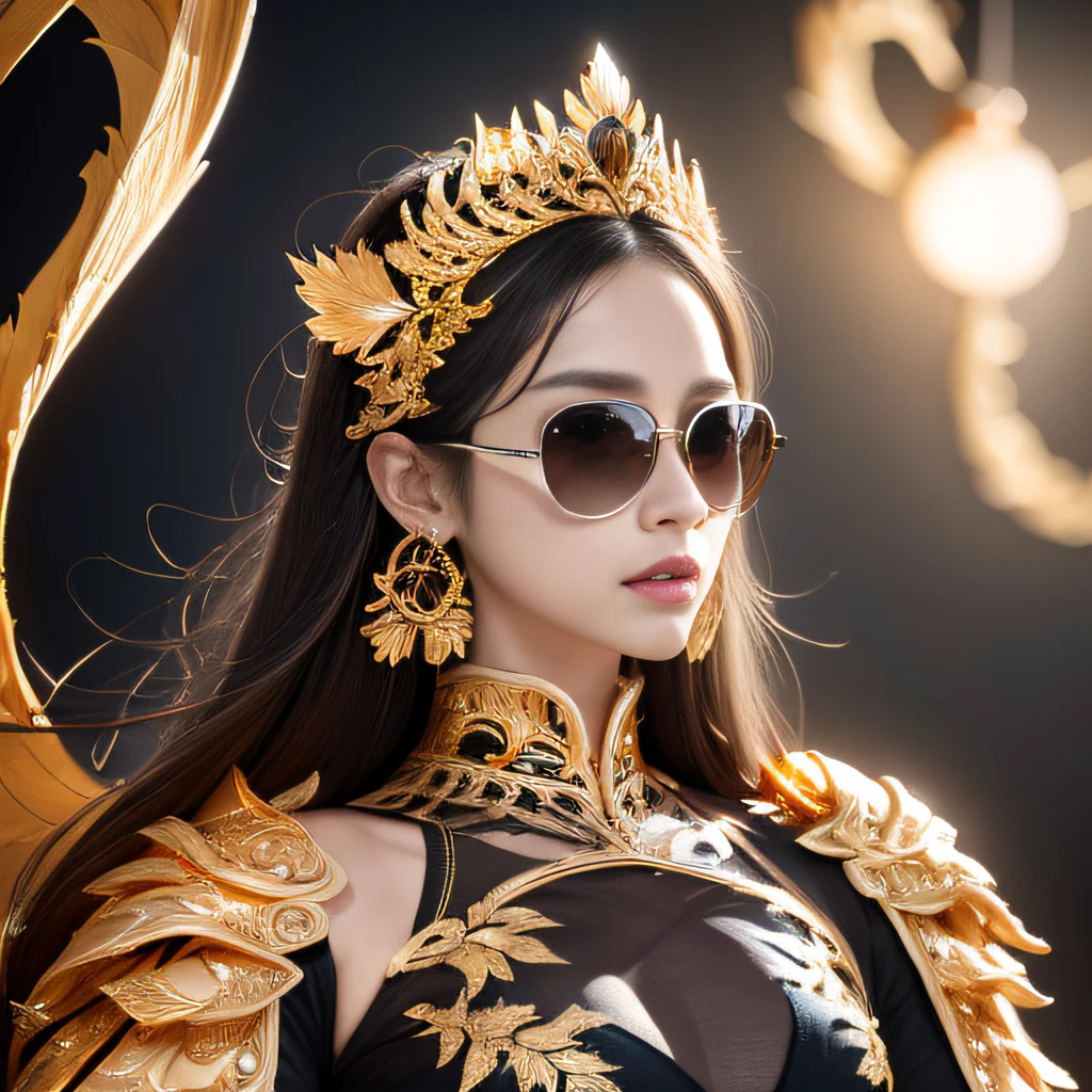 skelleton,Wear gold-framed reflective sunglasses,32K(tmasterpiece,k hd,hyper HD,32K)Light orange flowing hair,The Silver Skull Jewelry District of the Canyon,Green Skull King ,Skeleton protector (The skeleton is realistic:1.4),Skull pattern robe,Silver skull headdress,Petals flutter,The background of autumn is pure,Hold your head high,Be proud,The nostrils look at people, A high resolution, the detail, RAW photogr, Sharp Re, Nikon D850 Film Stock Photo by Jefferies Lee 4 Kodak Portra 400 Camera F1.6 shots, Rich colors, ultra-realistic vivid textures, Dramatic lighting, Unreal Engine Art Station Trend, cinestir 800,Hold your head high,Be proud,The nostrils look at people,Tsundere,Petals flutter,Petals flutter,Sprinkle with gold dust,Fluttering,Impeccable,( reasonable design, Clear lines, High sharpness,Best quality, Very detailed skeleton, The skeleton of a masterpiece, offcial art, movie light effect, 4K skeleton(((Wear gold-framed reflective sunglasses)))