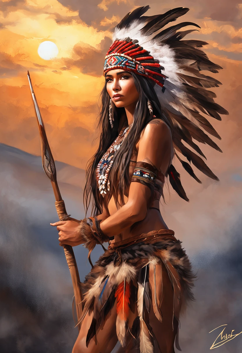 ultra detailed artistic photography, Native American beautiful Apache female, tee pee, moonlight, fire pit, feathers, sexy, dreamy, glowing, backlit, shadows, oil on canvas, smooth, ultra high definition, 8k, ultra sharp focus,  intricate artwork masterpiece, flowy outfit, highly detailed, vibrant, production cinematic character render, ultra high quality model