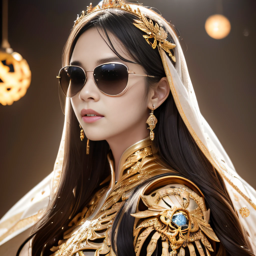skelleton,Wear thick gold-framed reflective sunglasses,32K(tmasterpiece,k hd,hyper HD,32K)Light orange flowing hair,Silver skull jewelry area in the cave,Indigo Skull King ,Skeleton protector (The skeleton is realistic:1.4),Skull pattern robe,Silver skull flower ornament,Petals flutter,The background of autumn is pure,Hold your head high,Be proud,The nostrils look at people, A high resolution, the detail, RAW photogr, Sharp Re, Nikon D850 Film Stock Photo by Jefferies Lee 4 Kodak Portra 400 Camera F1.6 shots, Rich colors, ultra-realistic vivid textures, Dramatic lighting, Unreal Engine Art Station Trend, cinestir 800,Hold your head high,Be proud,The nostrils look at people,Tsundere,Petals flutter,Petals flutter,Sprinkle with gold dust,Fluttering,Impeccable,( reasonable design, Clear lines, High sharpness,Best quality, Very detailed skeleton, The skeleton of a masterpiece, offcial art, movie light effect, 4K skeleton(((Wear thick gold-framed reflective sunglasses)))