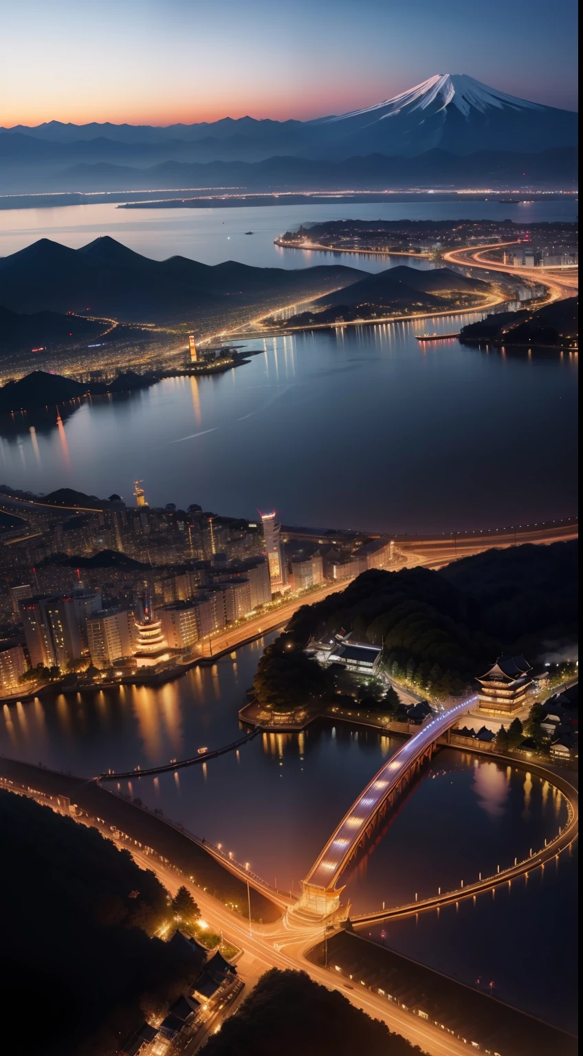 Aerial view, Japan nocturnal.