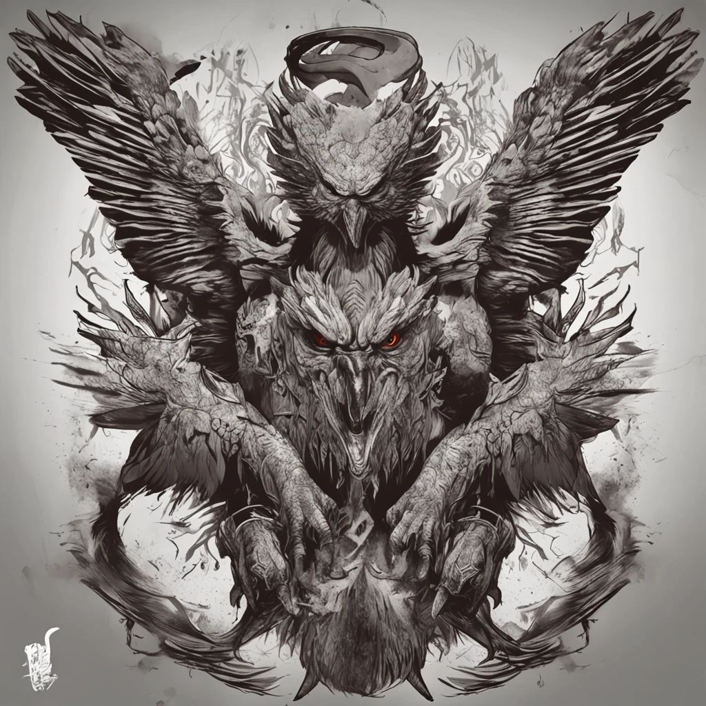 Cinematic image effects，对称，Chinese mythology and stories，Journey，The demon king of the golden-winged eagle，head of an eagle，closeup cleavage，Open your mouth，tosen，Surrounded by bloody skulls，Fierce eyes，Blood，A mouth ?????????????，Dripping blood，Puffing，Super huge wings，Thick feathers，feater，Super close，Sharp focus，best qualtiy，of a real，Facial features are carefully depicted，Realistic skin texture，Dark style，depth of fields，high light，Real light，Ray traching，oc rendered，Hyper-realistic，best qualtiy，8K，Works of masters，super-fine，Detailed pubic hair，Correct ???????，sharp focus on eyes，Bokeh，Facial features are carefully depicted