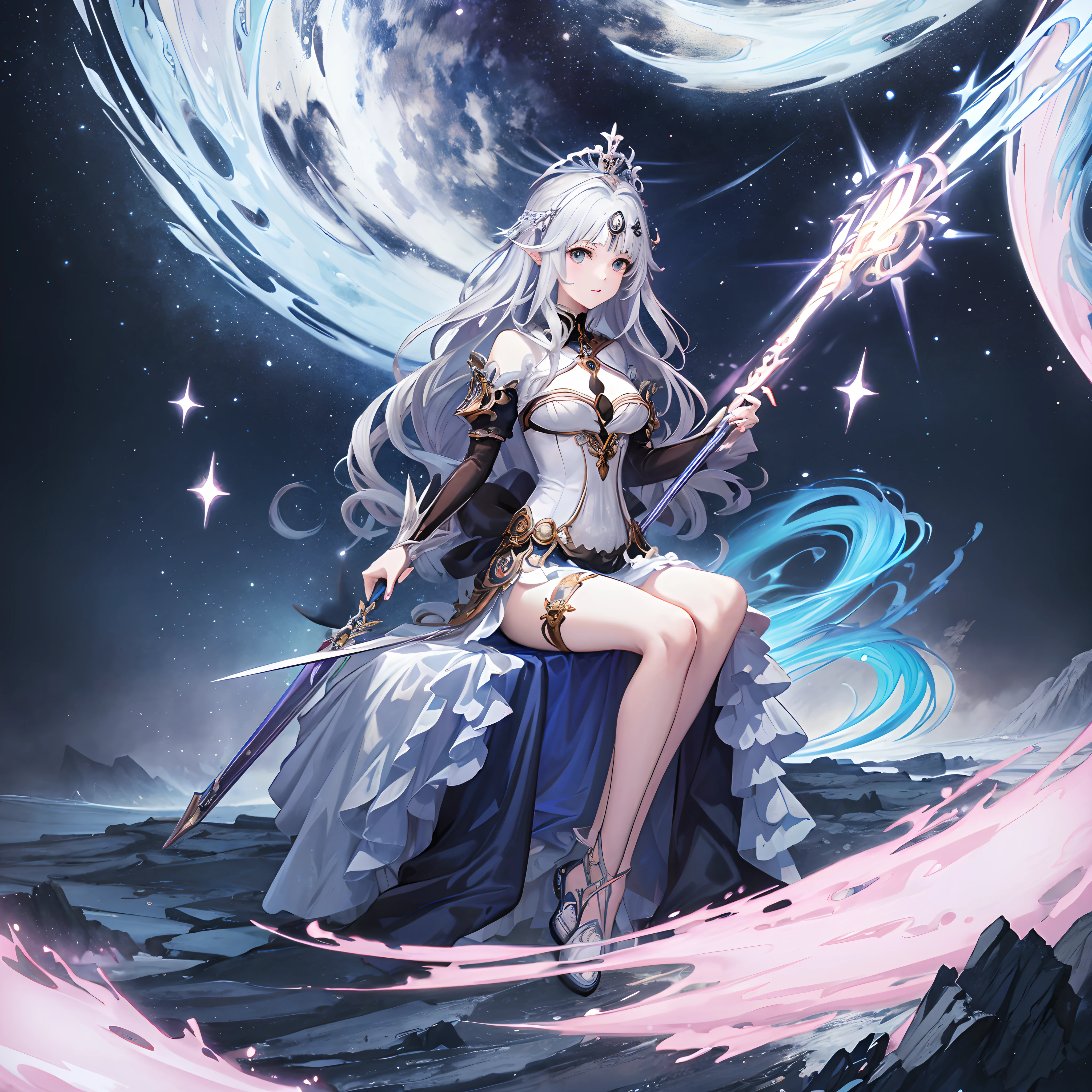 1girl, sozinho, Magical Elements, um close up de uma mulher em um vestido com uma espada, cushart krenz arte chave feminina, trending on artstation pixiv, divindade de cabelos brancos, Guweiz em ArtStation Pixiv, Guweiz em Pixiv ArtStation, 8k arte detalhada de alta qualidade, anime fantasy illustration, fanart melhor artstation, ((uma bela imperatriz fantasia)), corpo inteiro, Splash ART gacha:1, best quality:1, (fundo branco:1.5),, adicionar_detalhe:1, adicionar_detalhe:0, adicionar_detalhe:0.5