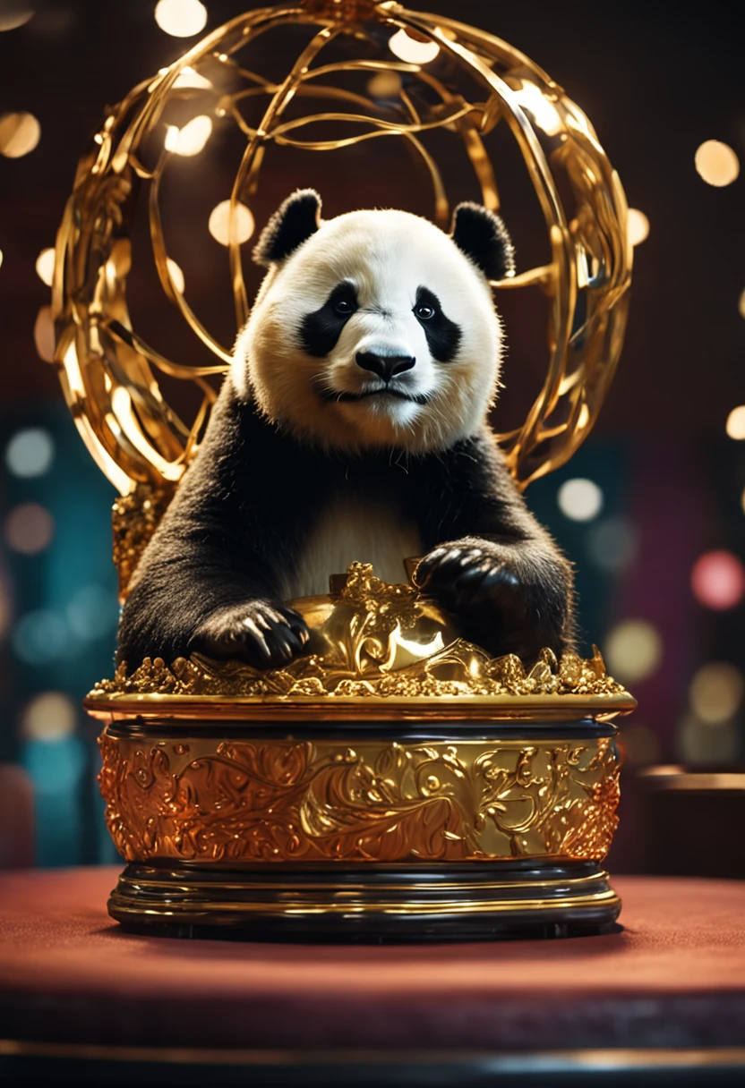 golden Pokal im Panda Look mit Ohren