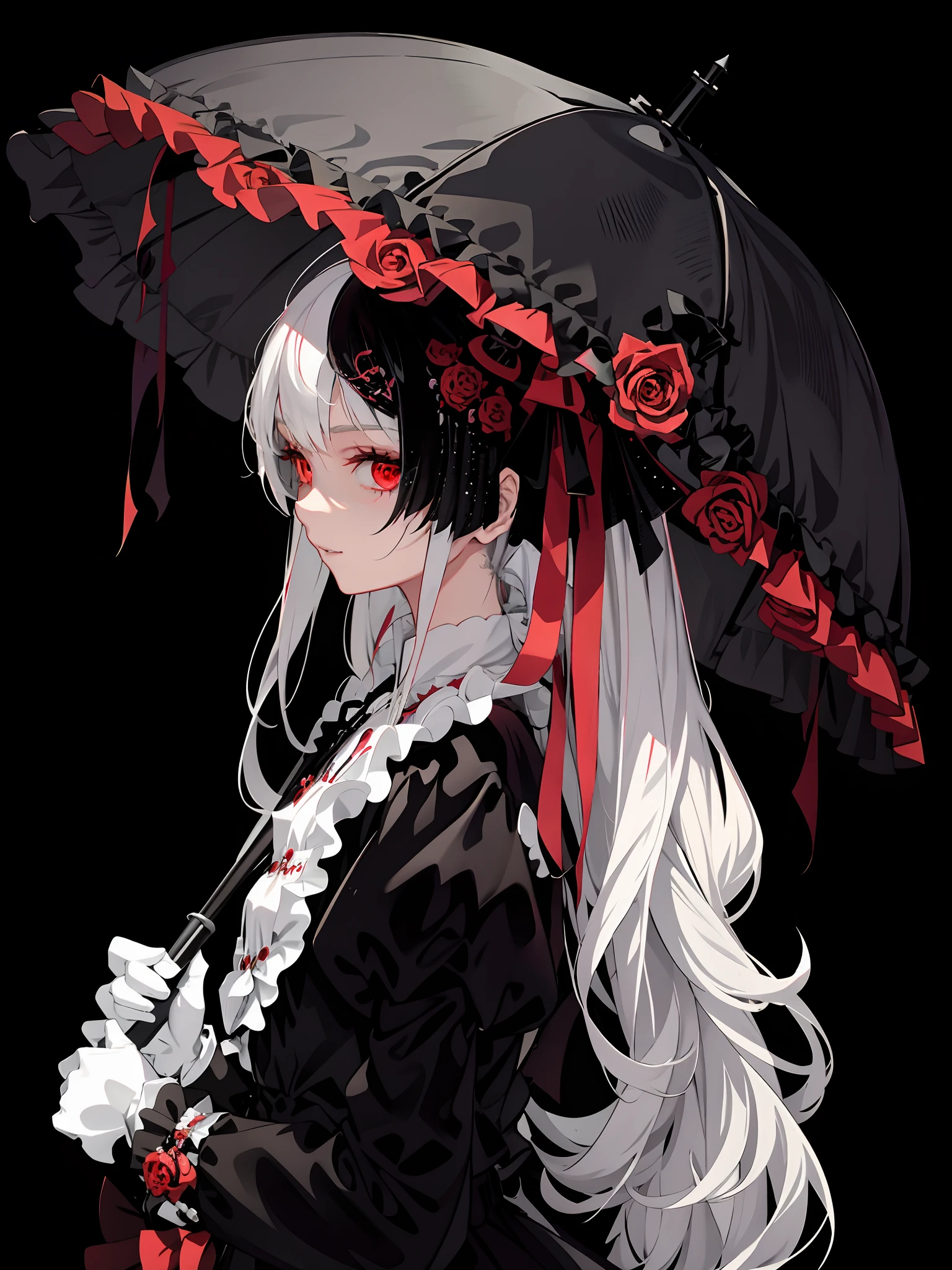 Anime girl with long white hair and black and red umbrella, gothic maiden anime girl, Best anime 4k konachan wallpaper, Anime art wallpaper 8 K, Anime art wallpaper 4k, Anime art wallpaper 4 K, 4K anime wallpaper, style of anime4 K, Anime wallpaper 4K, Anime wallpaper 4 k, demon anime girl, Guviz