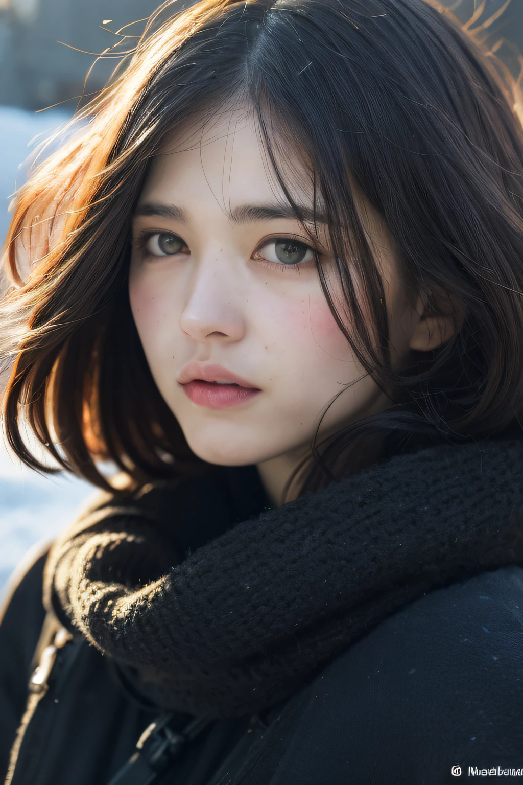 (8K、top-quality、masutepiece、超A high resolution:1.2) (Paul Rubens and Rebecca Guay's style:1.1) (Harsh Winter Aurora 1.4) One beautiful Japan woman
