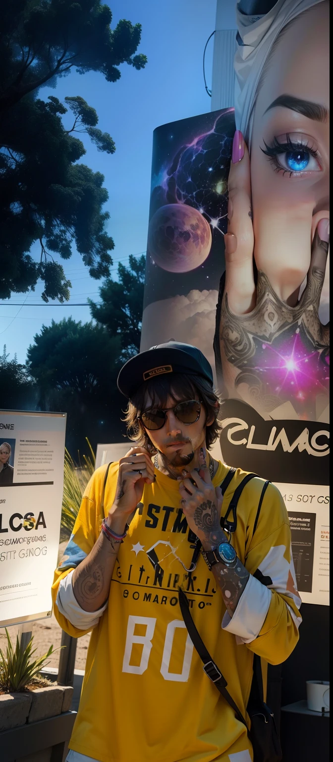 Cosmic background ultra realistic hand tattoo