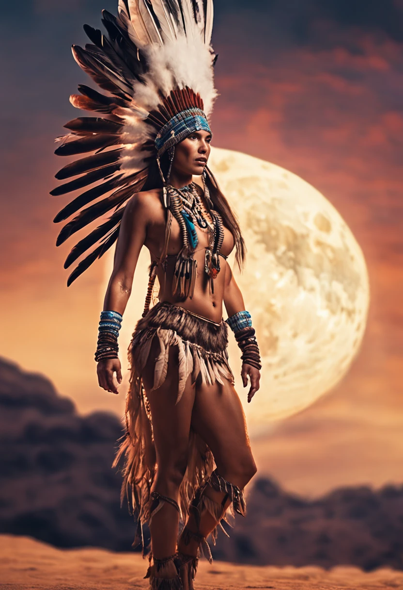 ultra detailed artistic photography, Native American beautiful Apache female, tee pee, moonlight, fire pit, feathers, sexy, dreamy, glowing, backlit, shadows, oil on canvas, smooth, ultra high definition, 8k, ultra sharp focus,  intricate artwork masterpiece, flowy outfit, highly detailed, vibrant, production cinematic character render, ultra high quality model