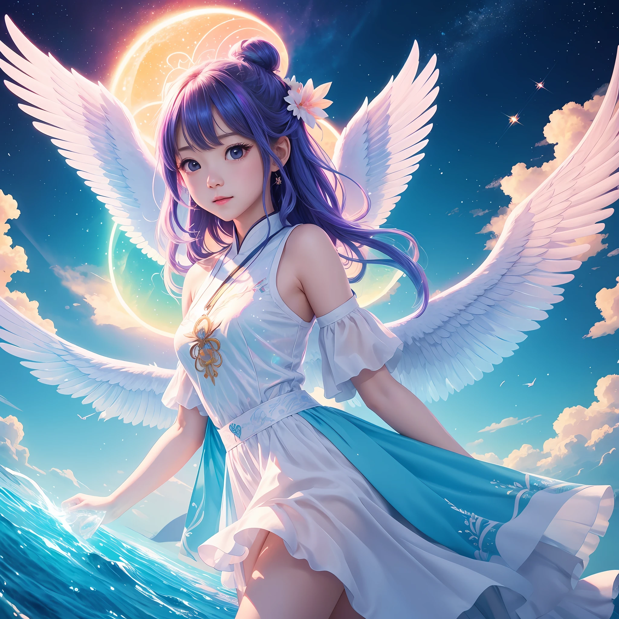cute little Top image quality illustratio 夏天 angelicales Irridescent color Enjoy in 8K Play Fantastical