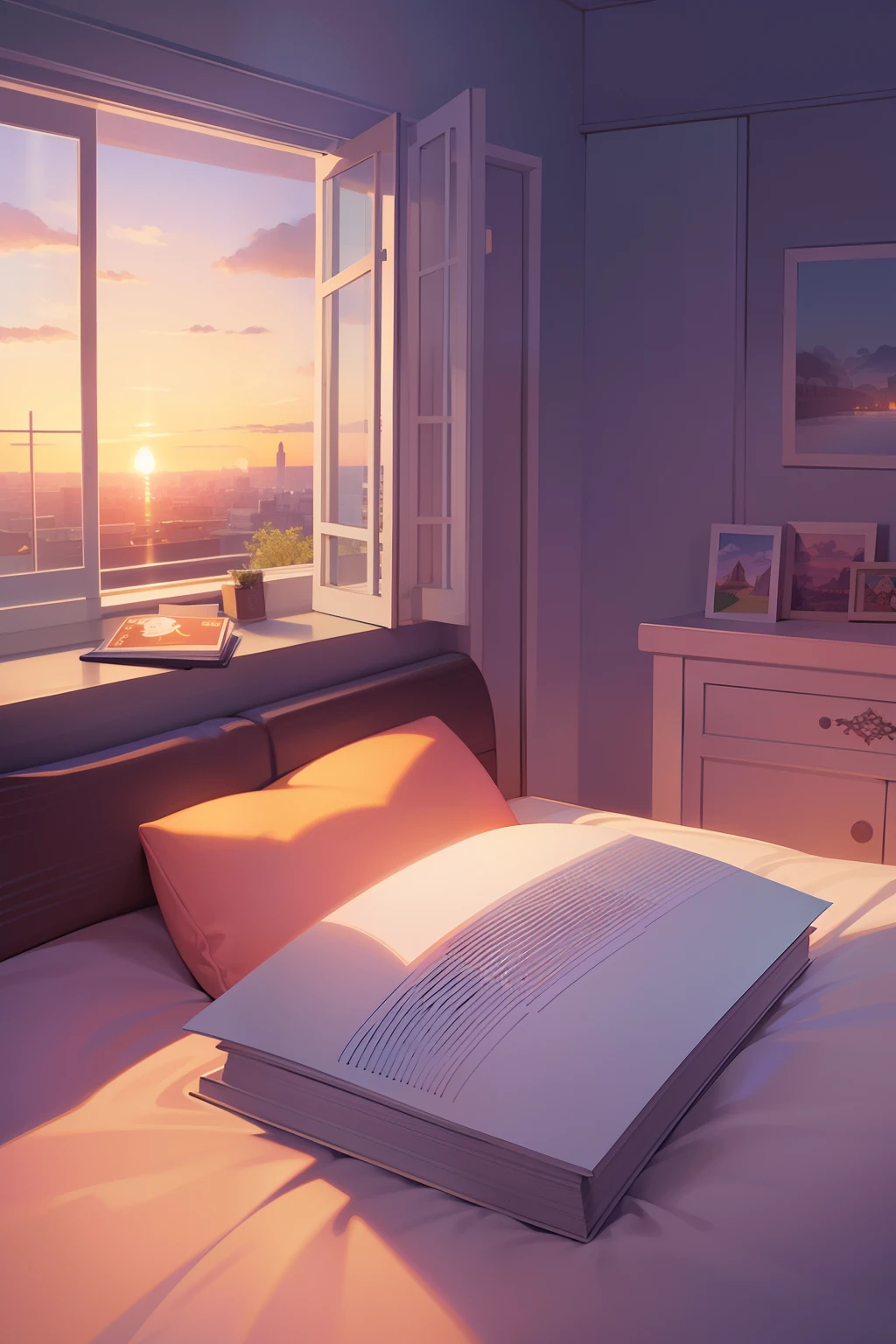 bedroom background, anime style, zoom in, HD quality, landscape