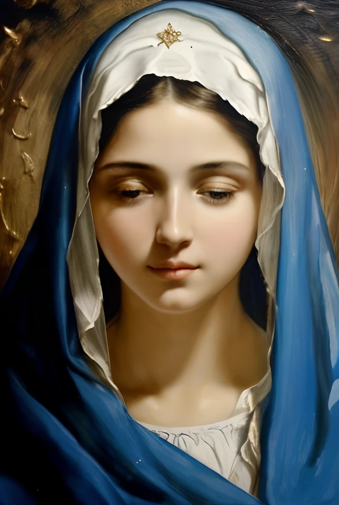 (((Saint Virgin Mary. 19 years old))) ((( Con una cara seria y piadosa. Con una mirada dulce y tierna))) (obra maestra, calidad superior, mejor calidad, arte oficial, beautiful and aesthetic: 1.2), (1girl), extremadamente detallado, (Arte fractal: 1.3), colorido, highest detailed, Cara perfecta, parte superior del cuerpo, HDR, (orando: 1.3), (golden lines of white coat: 1.2), galaxia, (rayas de luz), eye-catching visuals, (dynamic stripes, senderos luminosos: 1.2), colores vibrantes,