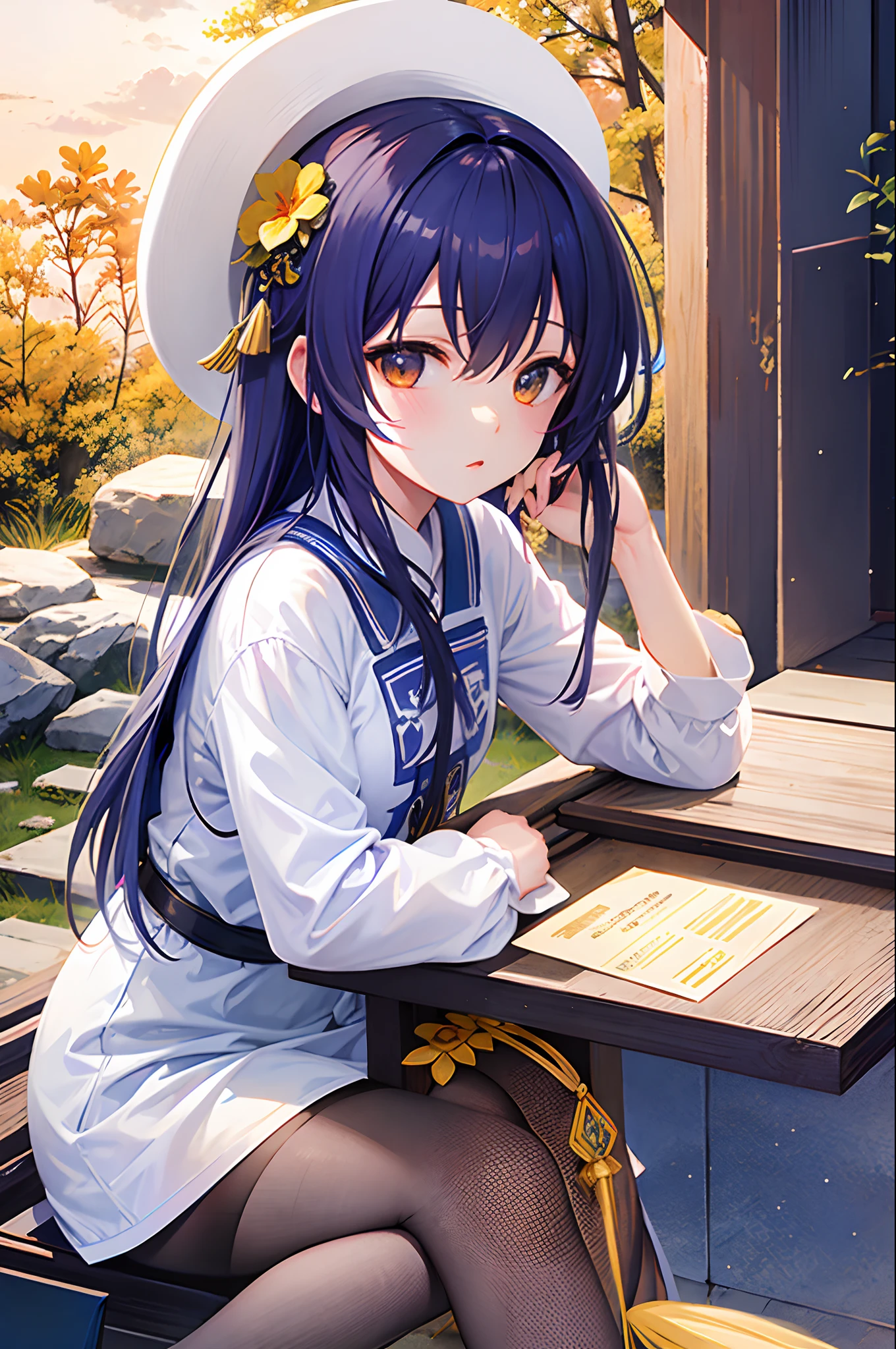 octans, Skysky, stele(Skysky), landscapes, starrysky, natta, 1girl in, nigh sky, 独奏, plein air, built, clouds, milkyway, sitting on, The tree, length hair, 城市, silhuette, Cityscape、angelicales、Iridescent feathers