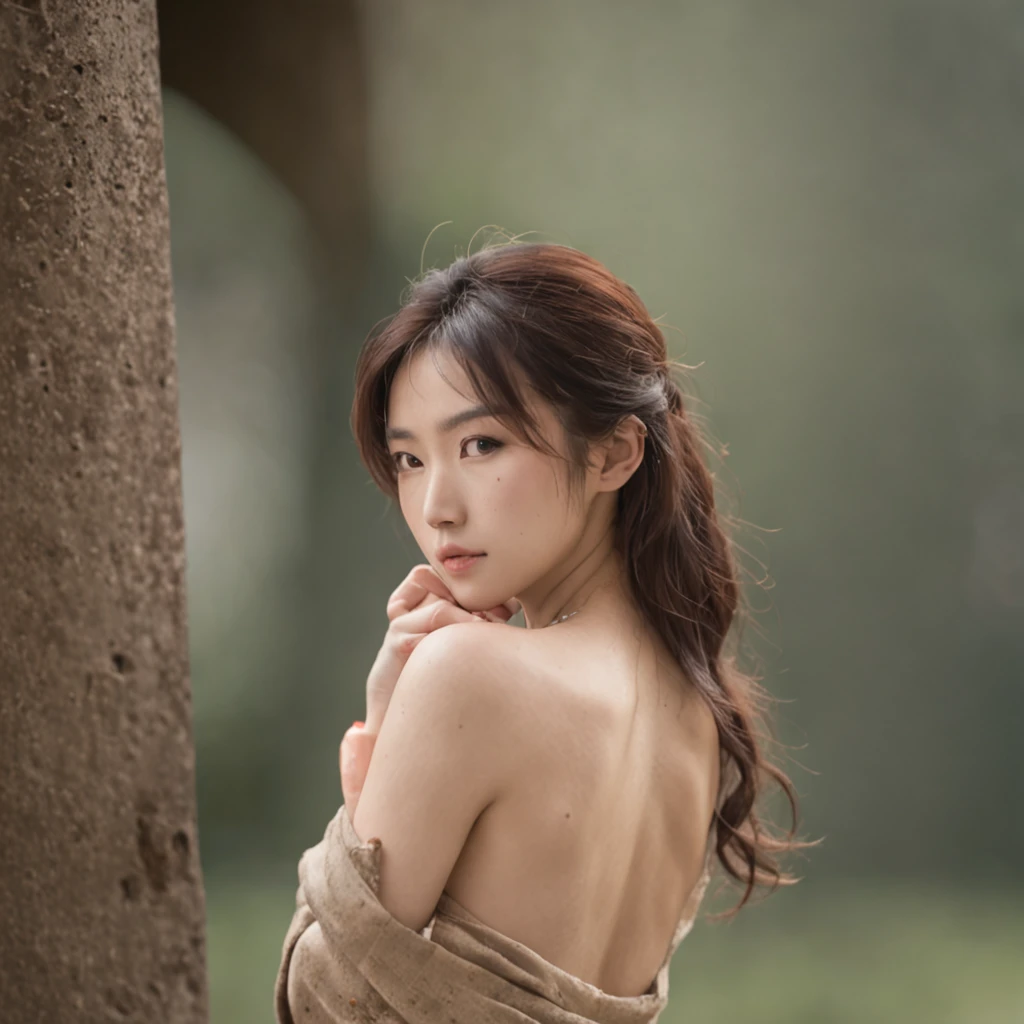 A shirtless Japanese beauty