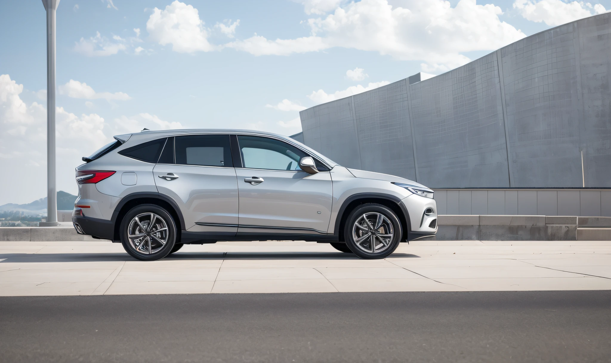 silver grey、Brown car