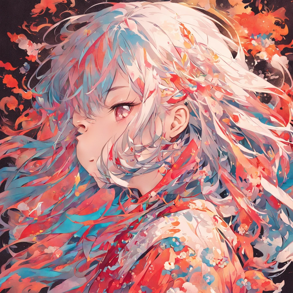 (White background:1.4),(Silhouette of a girl's head, Eyes closed, Colorful long hair, Oriental elements),(Chinese Illustration:1.3,paper art:1.3, Quilted Paper Art:1.2),( Reasonable design, Clear lines, High Sharpness,Best Quality, Very detailed, masutepiece, Movie Light Effects, 4K )