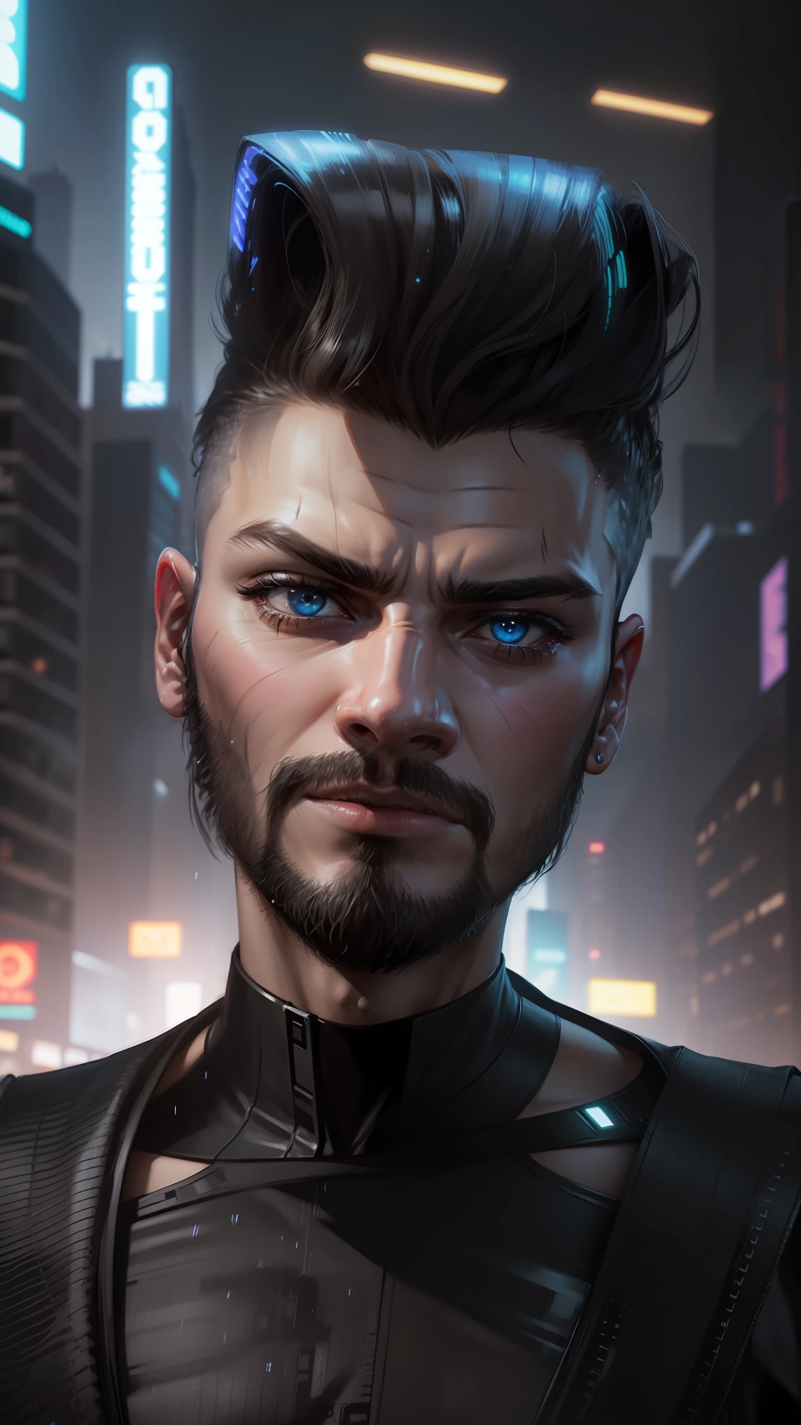 Change background cyberpunk handsome realistic face ultra realistic 8k game