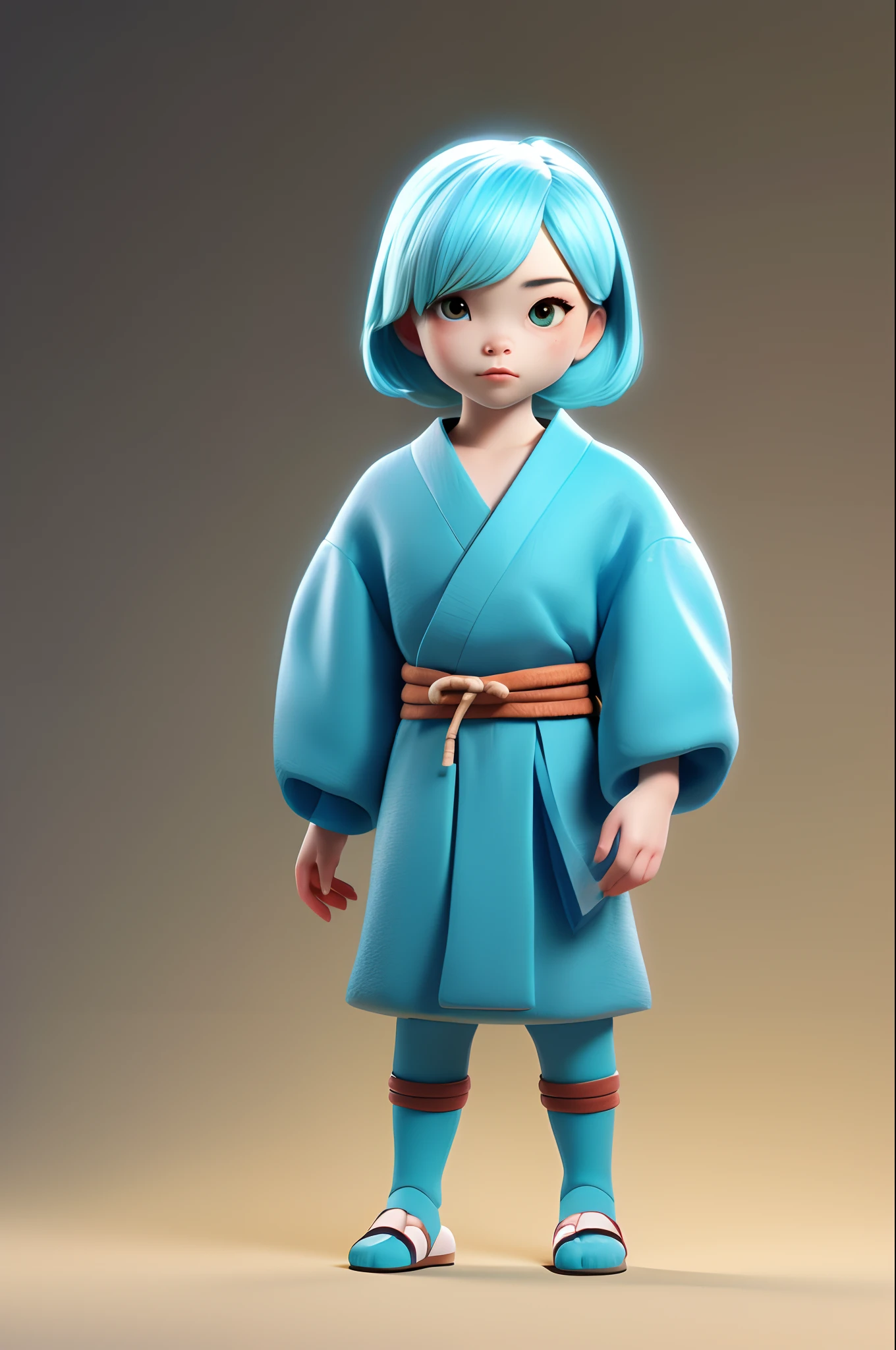 32character,(full body:1.2),simple background, masterpiece,best quality,(light Aquamarine gradient background:1.1) ,raiden shogun