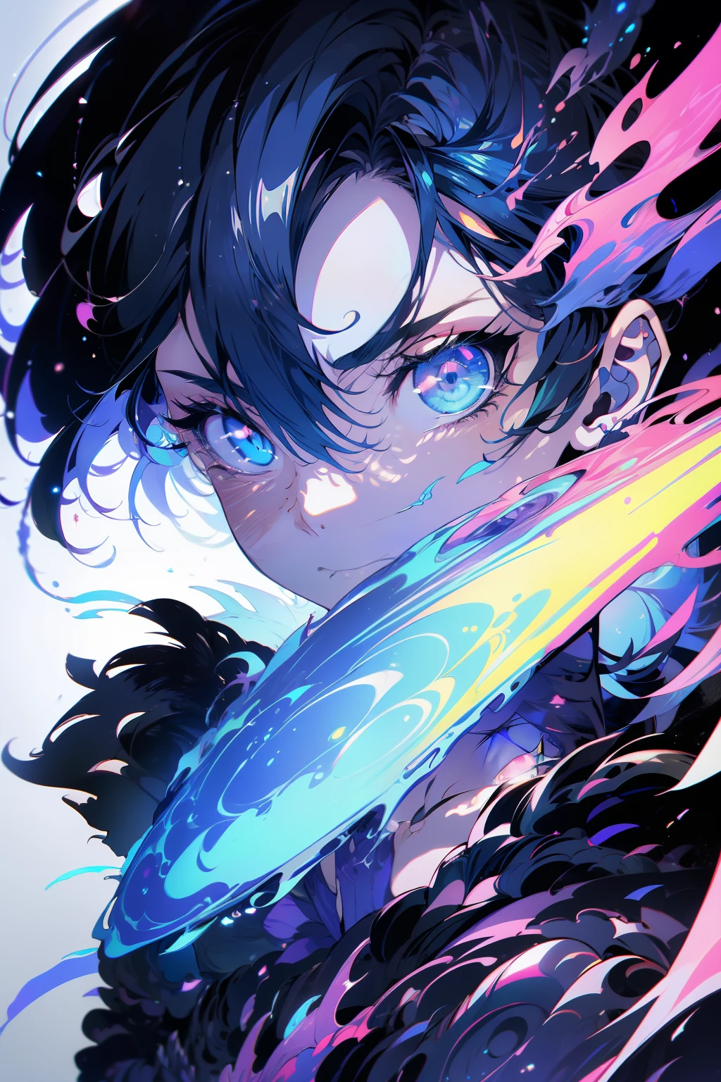 Close-up of a man with a futuristic design on his face, Badass anime 8 K, yugioh art style, 4k anime wallpapers, 4k anime wallpapers, Anime art wallpaper 8k, 4K anime style, Anime art wallpaper 4k, Anime art wallpaper 4k, 4k anime wallpapers, Eugio art, detailed digital anime art, ((tmasterpiece, best qualityer)), (complex light), Perfect hands, Normal fingers, hyper-detailing, vivd colour.
