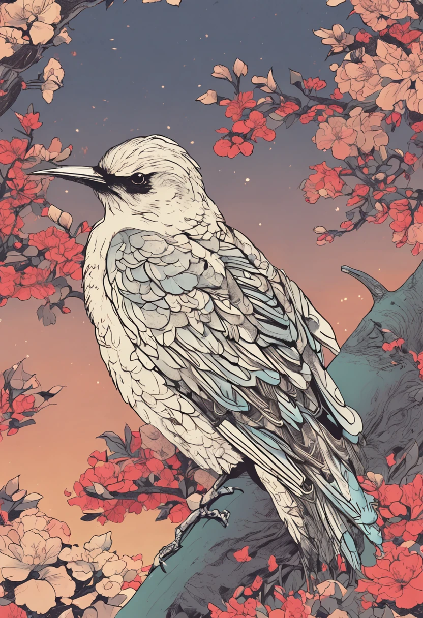 birds, japanese manga style