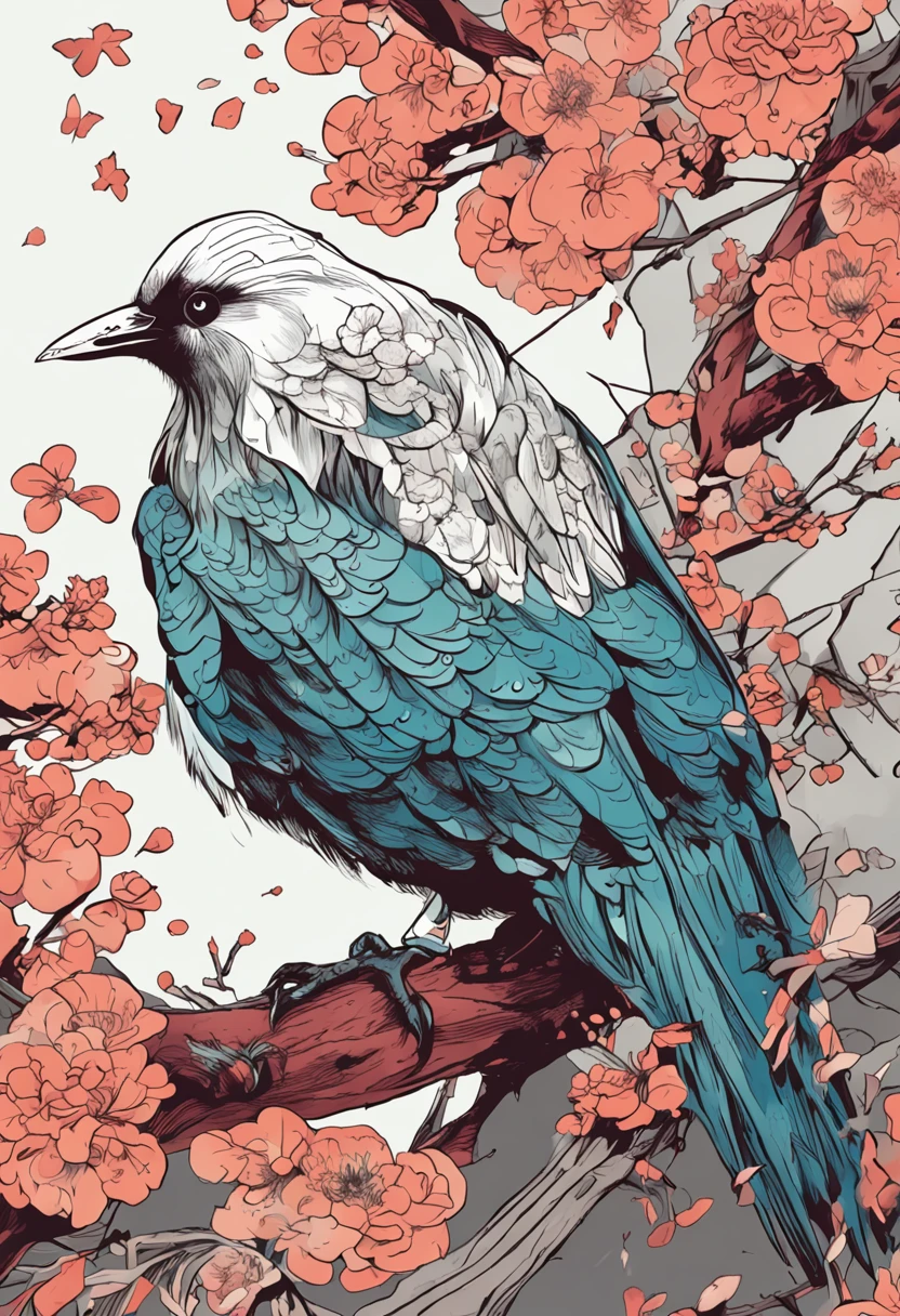 birds, japanese manga style