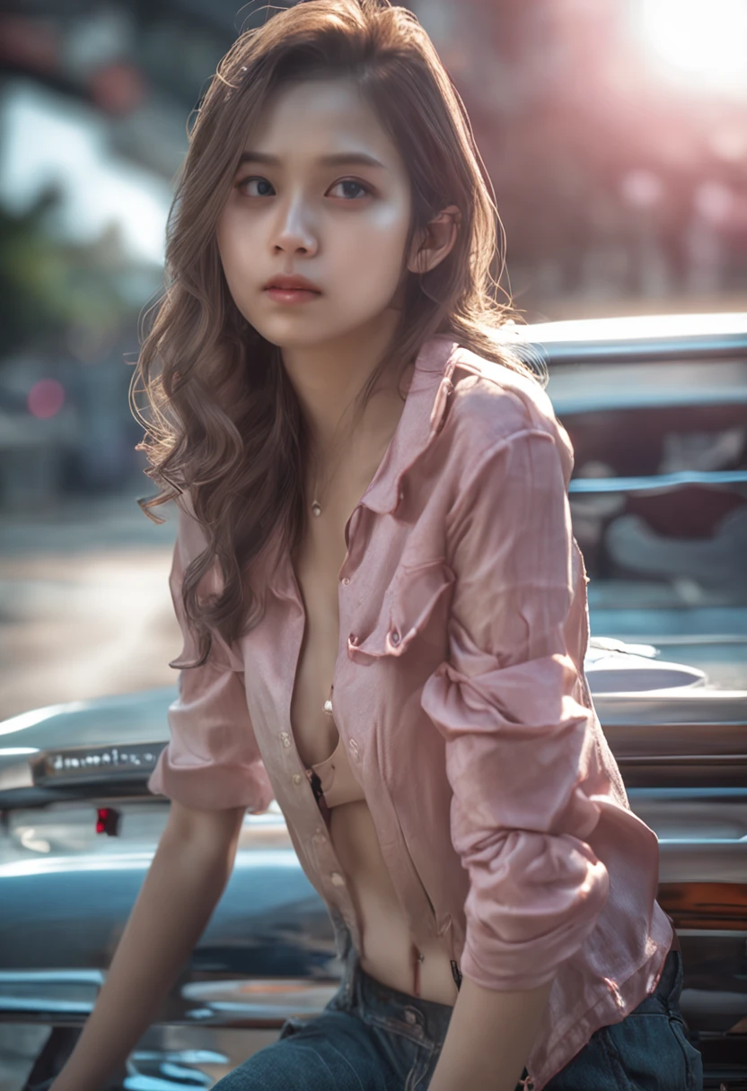 femele、(Pose Seductive)、Look over there、Turn away、(Turn your ass towards me)、(Show your ass)、Blonde cutoff、japanes、(a junior high school student), Photorealsitic、masterpiece、realisitic、highly contrast、ultra-detailliert、top-quality、(超A high resolution)、Photorealsitic、hight resolution、detaileds、Raw foto、(fullnude)、(barechested)、(large boob)、