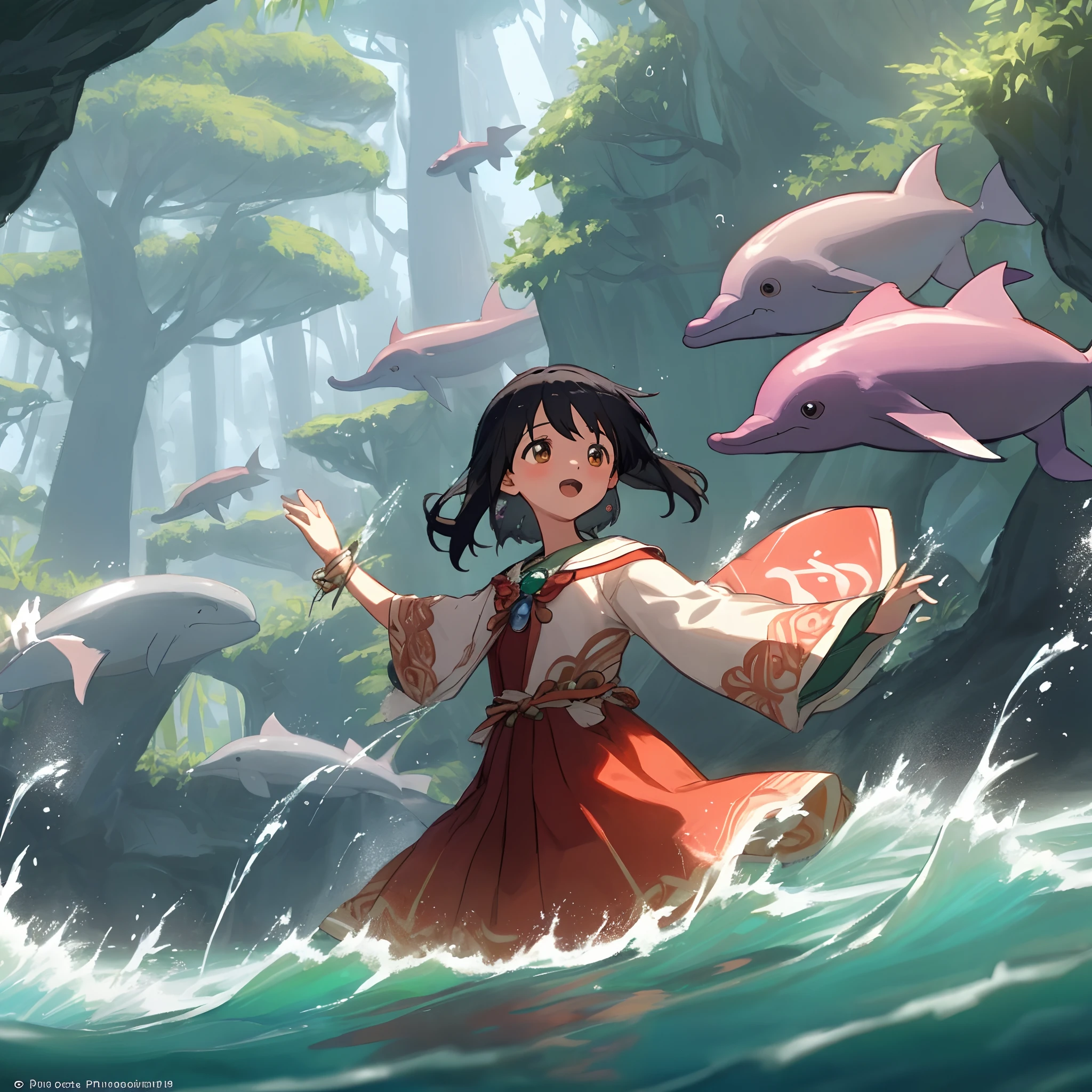 Chapter 1: The Encounter at the Enchanted River
- Aiyana
- Indigenous girl
- Nature
- Exuberant
- Beautiful
- Black hair
- Bright eyes
- Village
- Exploration
- Enchantment
- River
Chapter 2: The Secret of the Enchanted Botos
- Tupã
- Pink dolphin
- Enchanted secret
- Pure-hearted children
- Curiosity
- Friends
- Rapids
- Caves
- Forest animals
- Help
- Teamwork
- Challenges
Chapter 3: The Journey of Precious Stones
- Whisper of the waters
- Magical waterfall
- Shiny cave
- Precious stones
- Guardians
- Healing energy
- Nature
- Aiyana's village
- Gratitude
- Sharing
Chapter 4: The Great Storm
- Terrifying storm
- Flood
- Houses
- Plantations
- Help call
- Courage
- Rapid waters
- Families
- Powers
- Calming the storm
- Friendship
- Nature care
Chapter 5: The Celebration of Friendship
- Adventures
- Challenges
- Celebration
- Village party
- Forest animals
- Joy
- Harmony
- Dancing
- Singing
- Nature gratitude
- Enduring friendship
- Magical world