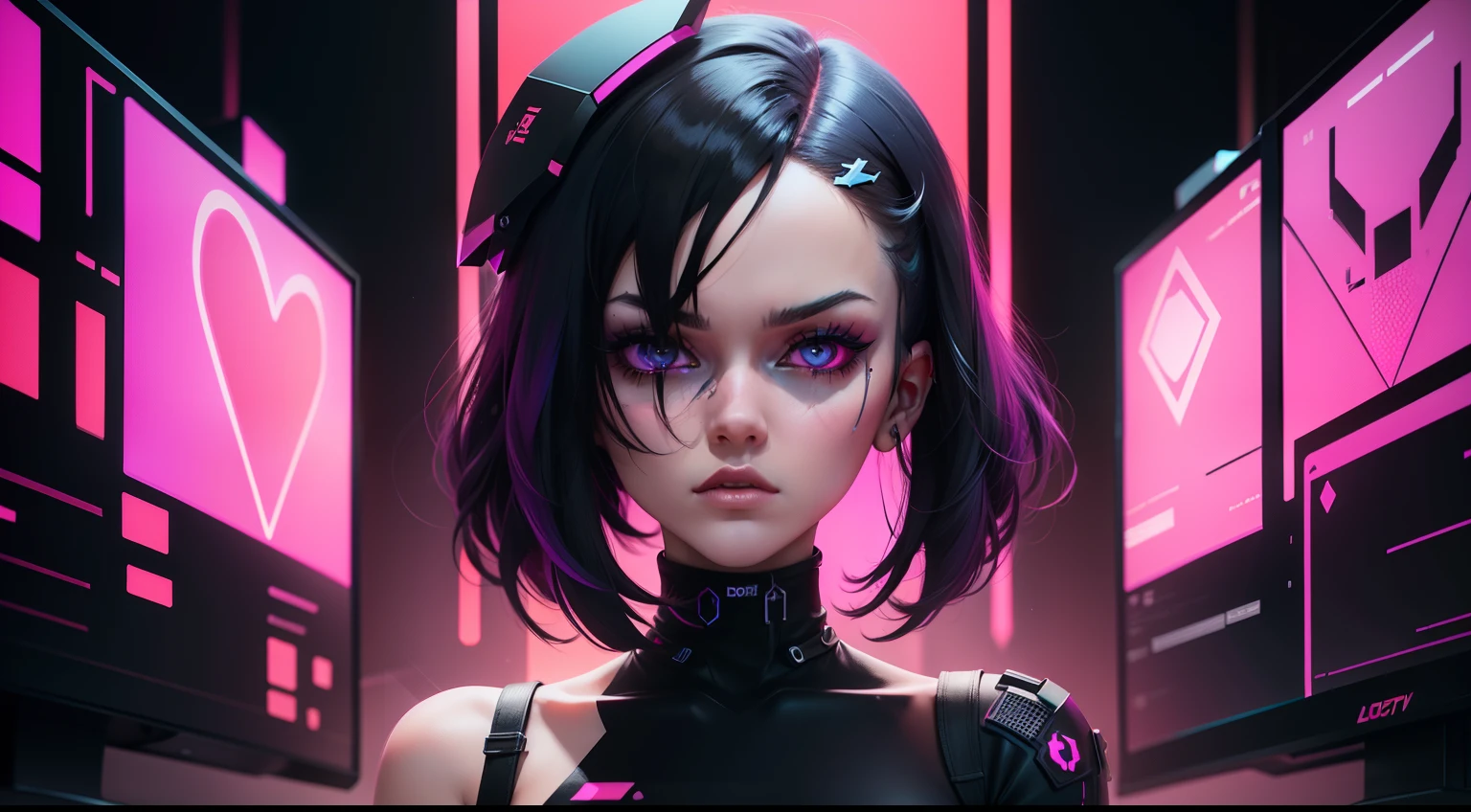 "Design a glitch logo inspired by the aesthetics of the TV show 'Love, Death & Robots' with an edgy and abstract vibe."