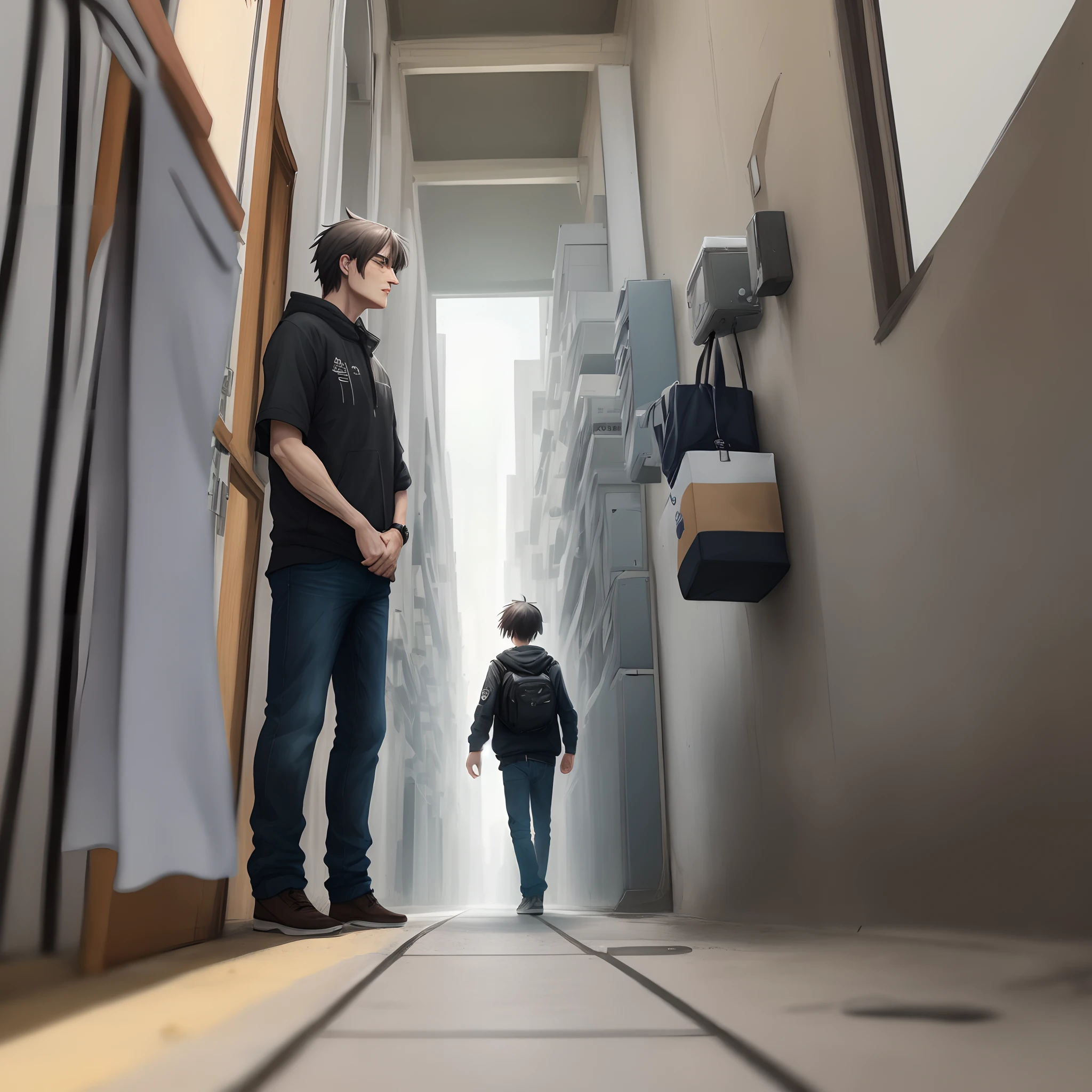 a boy walking alone in the dark
