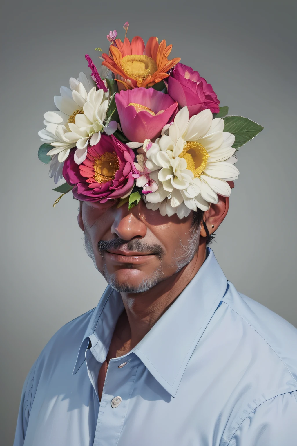 One guy、Bright bouquet、UHD, masterpiece, ccurate, anatomically correct, textured skin, high details, high quality, best quality, highres, 8k