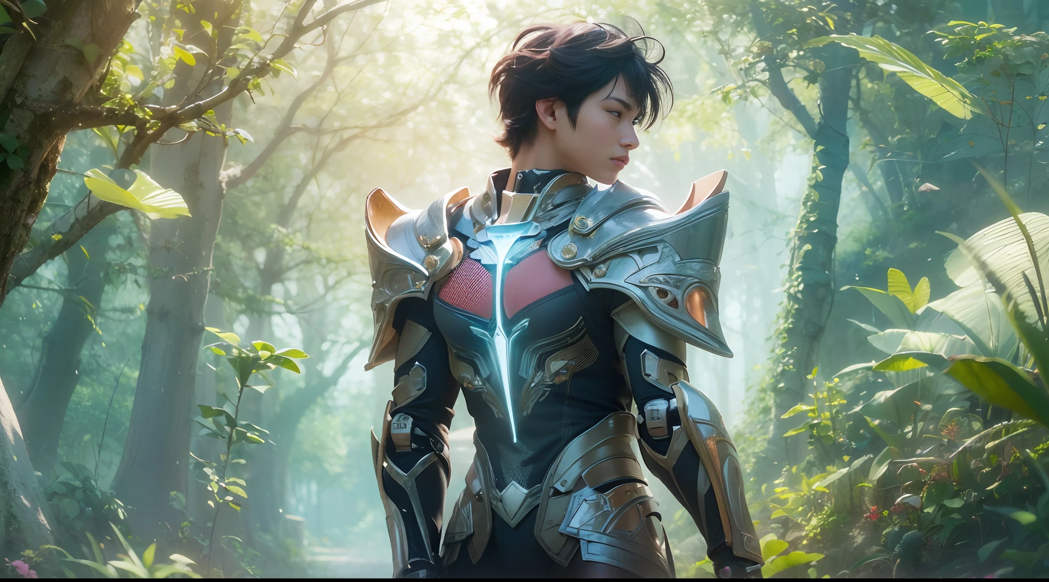 1boy, photo of very very handsome suave smiling young 25-year-old male Chinese prince, clothed in futuristic cybernetic armor, wearing a large futuristic crown, walking in an ethereal enchanted forest with neon glowing flowers and a rainbow in the sky, sci-fi, intricate, neon light, ((perfect face)), ((perfect hands)), ((perfect body)), ((correct anatomy)), ((ultra-realistic)), ((8k, UHD)), highly detailed, digital painting, artstation, concept art, human anatomy, soft light, smooth, illustration, art by tian zi and craig mullins and WLOP and alphonse mucha