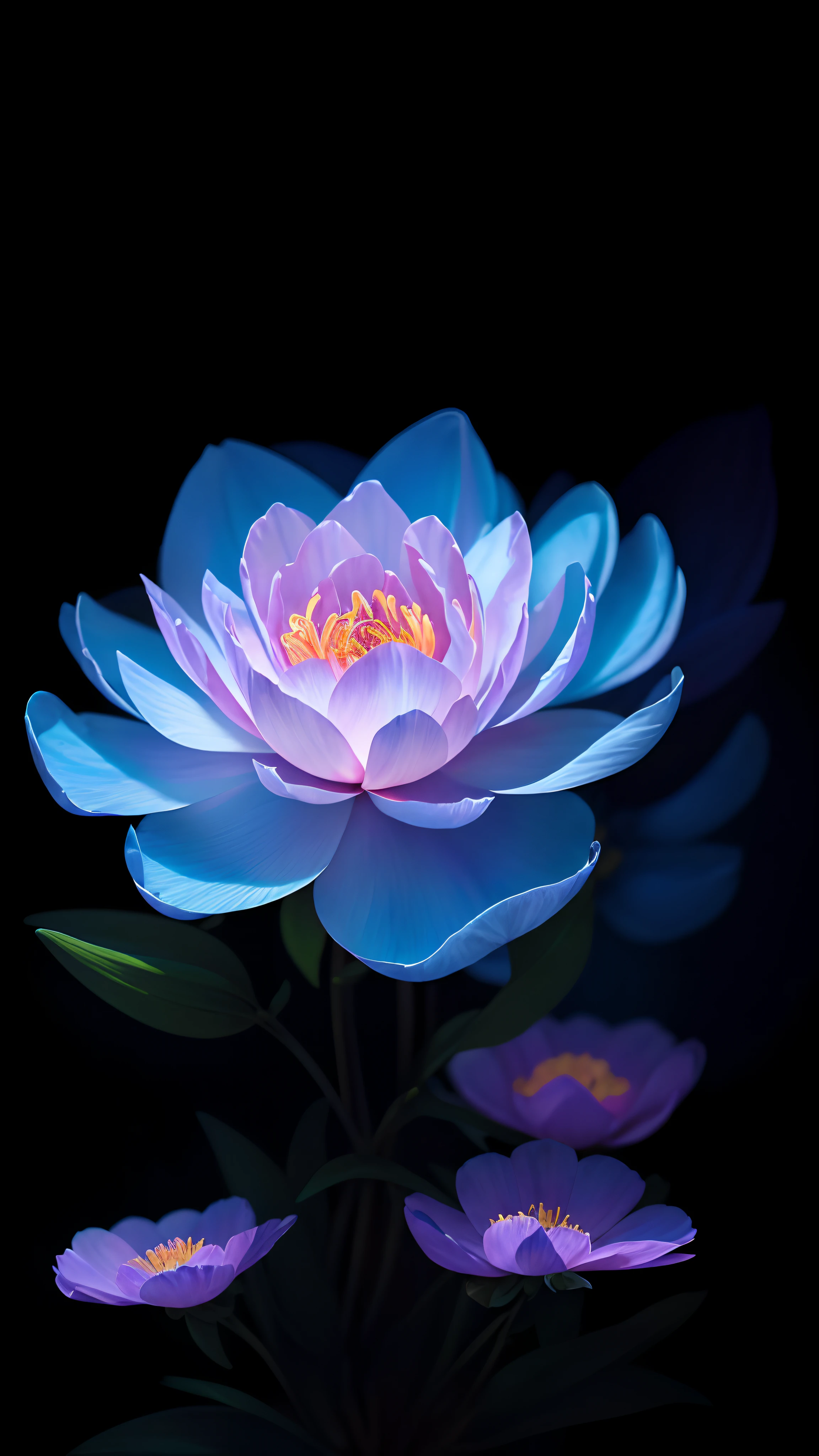 masterpiece, best quality, illustration, blue flower, (dynamic lighting: 1.2), cinematic lighting, delicate strokes, a translucent flower on a black background, delicate and bright flower, bright platinum color veining, luminous flowers, bright flowers, ethereal !! sharp petals, realistic petals, depth of field, bokeh, sharp focus (hyper-detailed, flower, brightness: 1.4), lots of little gems! ultra realistic, peony flower, intricate digital art, luminescence, highly detailed, depicting a flower, magic flower, glowing neon flower, with ethereal blooming effects, surreal waiizi flowers, ultra intricate and beautiful flower!