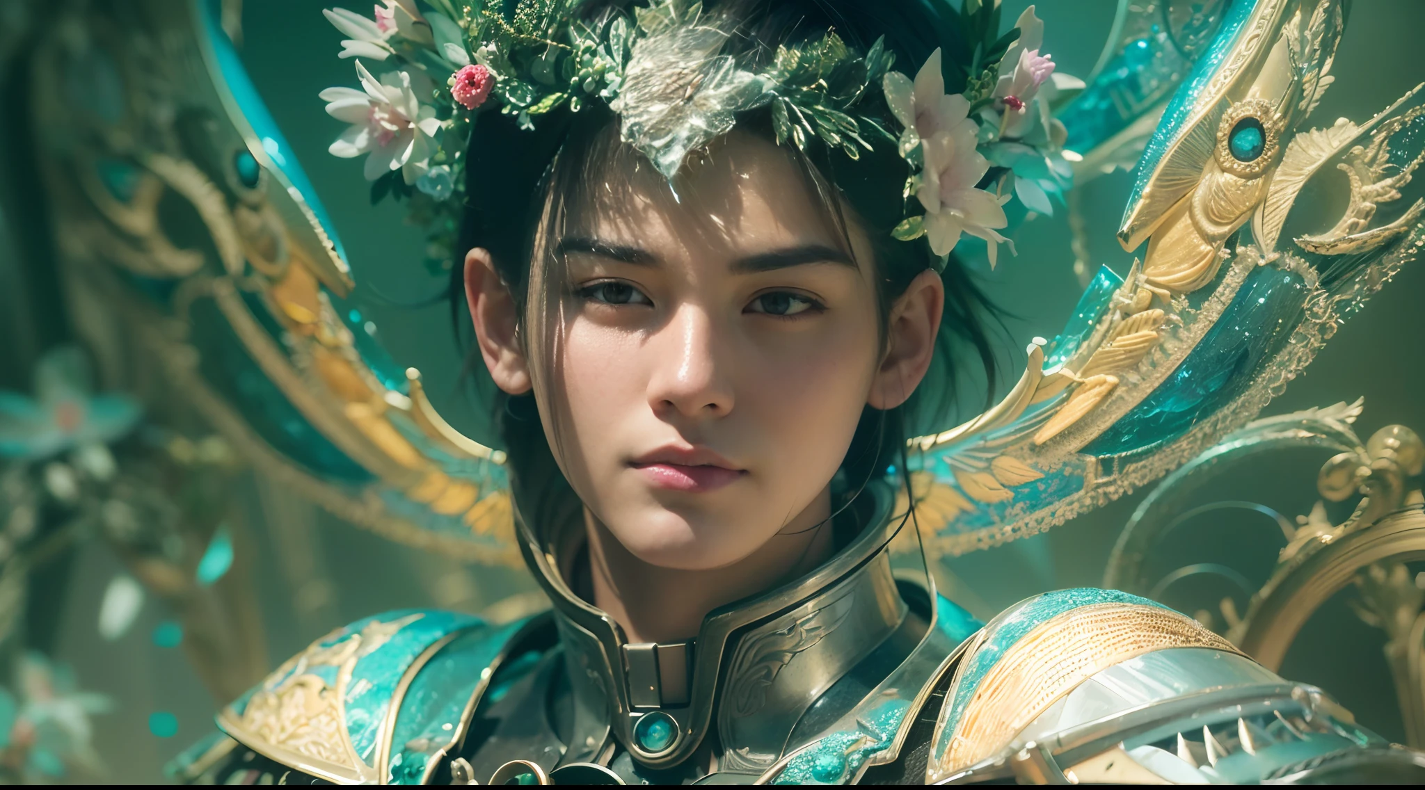 1boy, photo of very very handsome suave smiling young 25-year-old male Chinese prince, clothed in futuristic cybernetic armor, wearing a large futuristic crown, walking in an ethereal enchanted forest with neon glowing flowers and a rainbow in the sky, sci-fi, intricate, neon light, ((perfect face)), ((perfect hands)), ((perfect body)), ((correct anatomy)), ((ultra-realistic)), ((8k, UHD)), highly detailed, digital painting, artstation, concept art, human anatomy, soft light, smooth, illustration, art by tian zi and craig mullins and WLOP and alphonse mucha