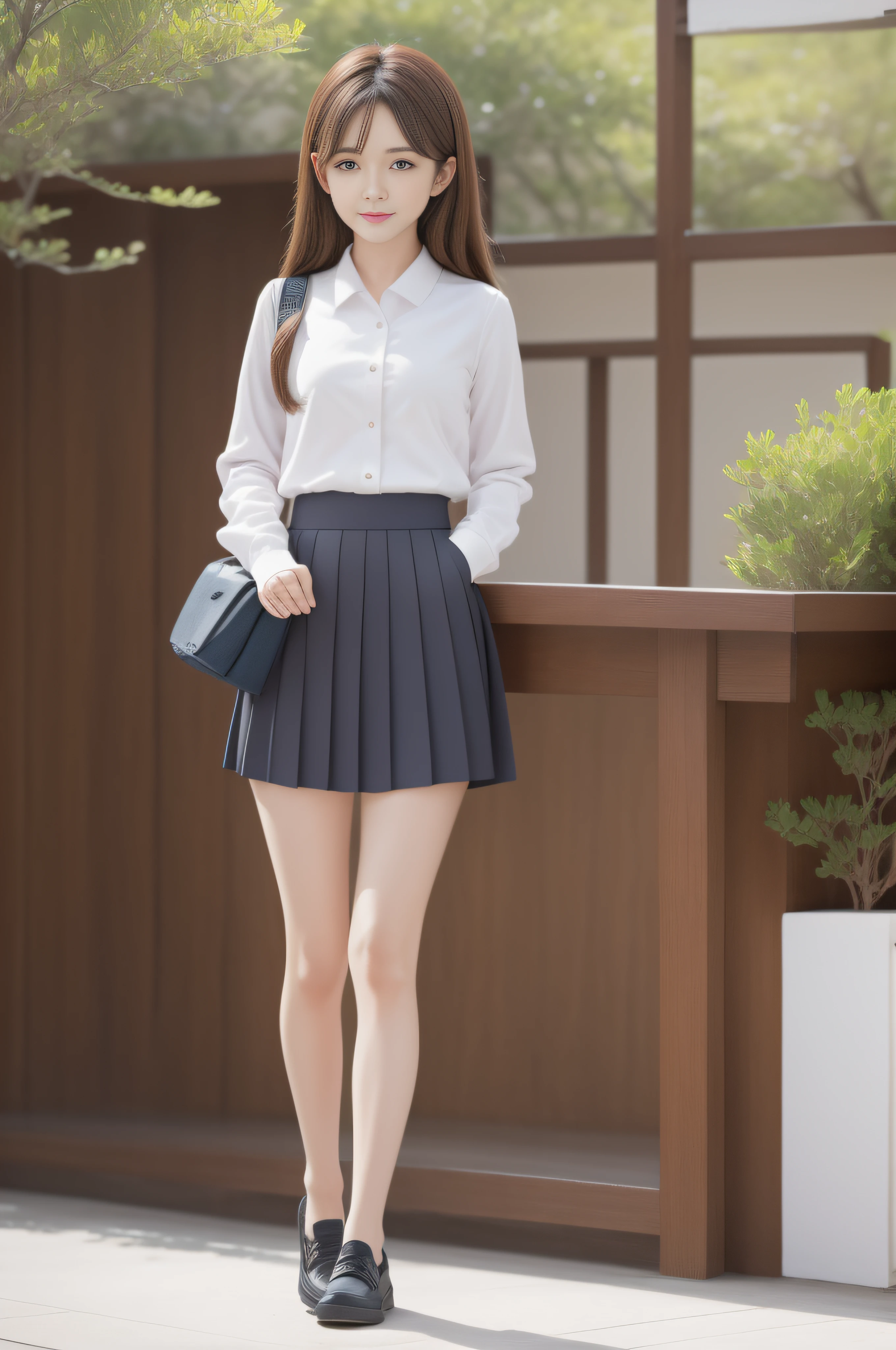 校服,Beautiful girl,full body shot shot