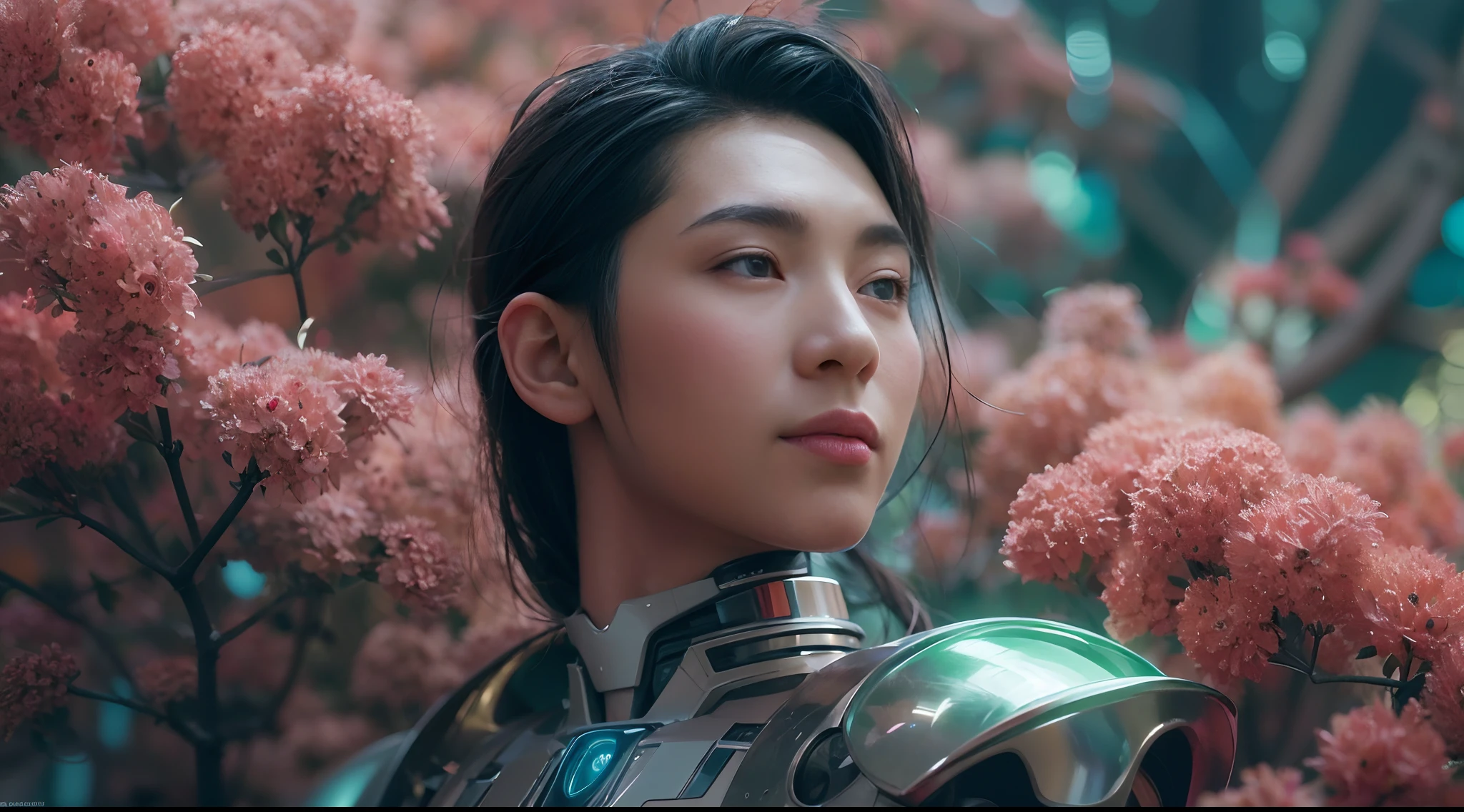 1boy, photo of very very handsome suave smiling young 25-year-old male Chinese prince, clothed in futuristic cybernetic armor, wearing a large futuristic crown, walking in an ethereal enchanted forest with neon glowing flowers and a rainbow in the sky, sci-fi, intricate, neon light, ((perfect face)), ((perfect hands)), ((perfect body)), ((correct anatomy)), ((ultra-realistic)), ((8k, UHD)), highly detailed, digital painting, artstation, concept art, human anatomy, soft light, smooth, illustration, art by tian zi and craig mullins and WLOP and alphonse mucha