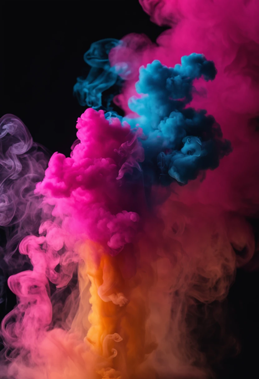 A closeup of a colorful smoke is being poured over a black background, fluid coloured smoke, colorful smoke, multicolored smoke, colorful smoke, brightly colored smoke, acid color smoke, colorful smoke, Rainbow smoke, psychedelic smoke background, colorful smoke in the background, thick colorful smoke, whirling smoke radiant colors, colorful smoke clouds, Swirling smoke, Fluid smoke art