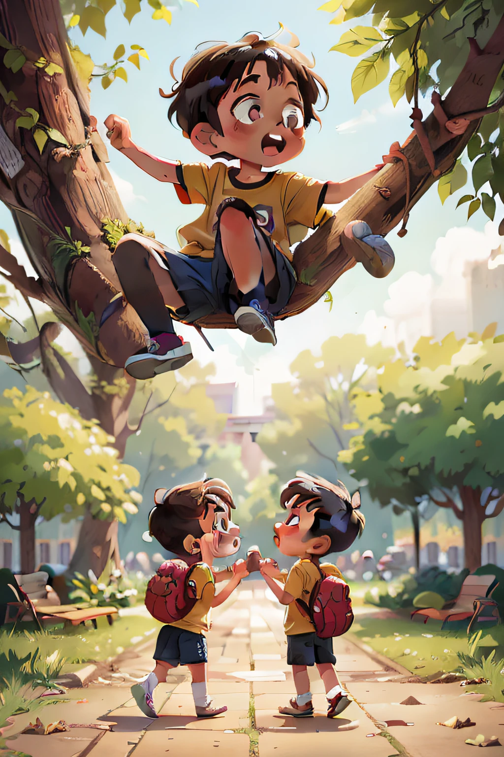 two kids playing at the park