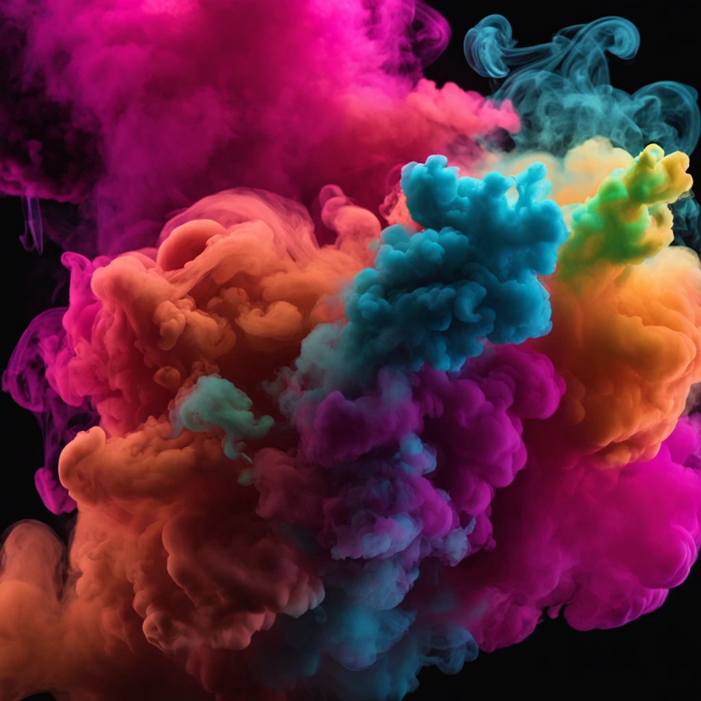 A closeup of a colorful smoke is being poured over a black background, fluid coloured smoke, colorful smoke, multicolored smoke, colorful smoke, brightly colored smoke, acid color smoke, colorful smoke, Rainbow smoke, psychedelic smoke background, colorful smoke in the background, thick colorful smoke, whirling smoke radiant colors, colorful smoke clouds, Swirling smoke, Fluid smoke art