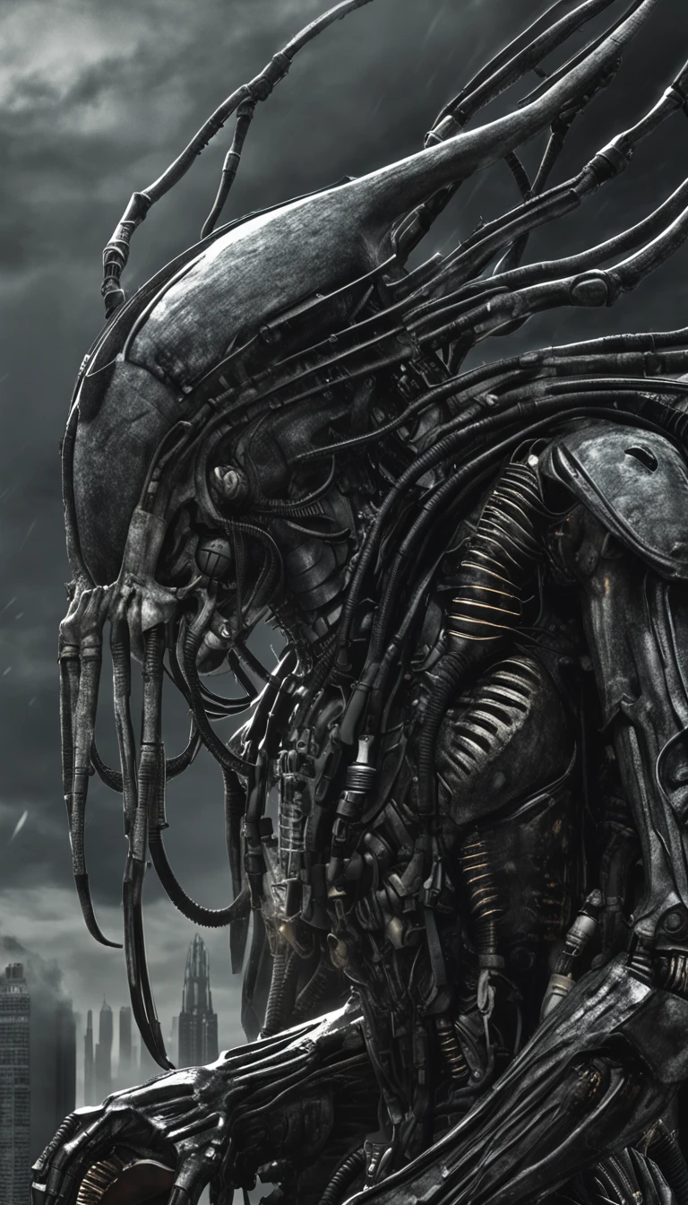 ( many Xenomorph Invasion:1.45),(science fiction:1.2) city,Aerial view,Concept art,sky,xenomorph warrior, character, wet plate collodion, sharp, high detail, Mathew Brady, portrait, in the style of stefan gesell and emil melmoth and hr giger and klimt,Science Fiction World Magazine cover style,concept design,octane rendering,science fiction punk,(Symbol,voice,death,war,reason,decline,understanding,answer),(The Garden of Eden and Paradise Lost:1.15),The all-out war between the alien world and aliens,all kinds of high-tech weapons,art by Arthur Charles Clarke,Robert Anson Heinlein,Isaac Asimov,