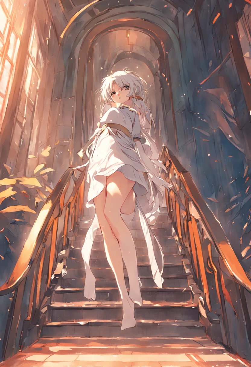 Woman in white stockings