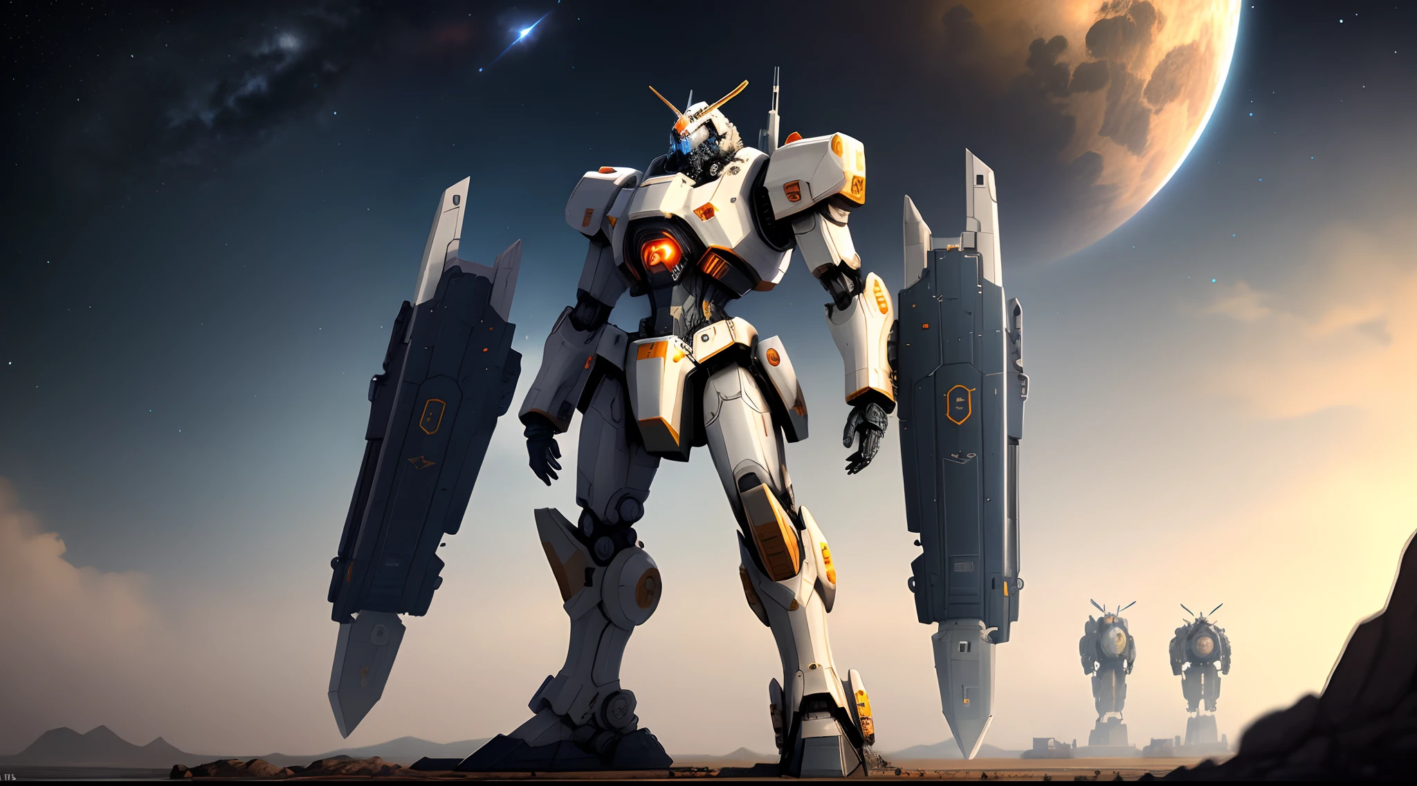 Countless warship mechs stand in the universe