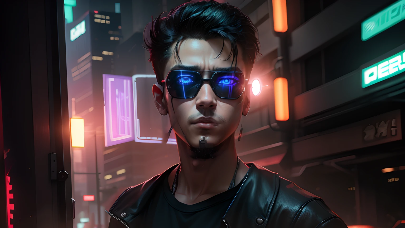 cyberpunk, don't change face shape, change background teenagerboy